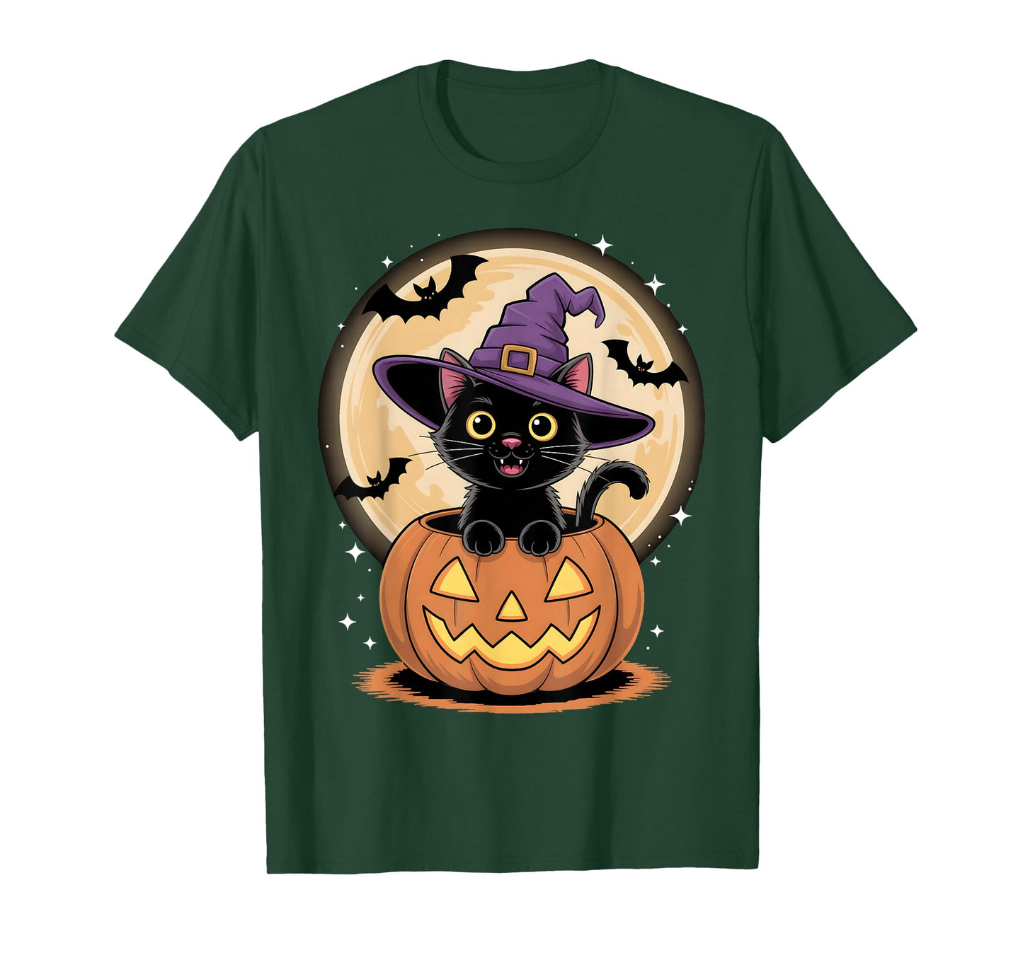 Cute Black Cat Pumpkin Halloween Vintage Halloween Cat T-Shirt