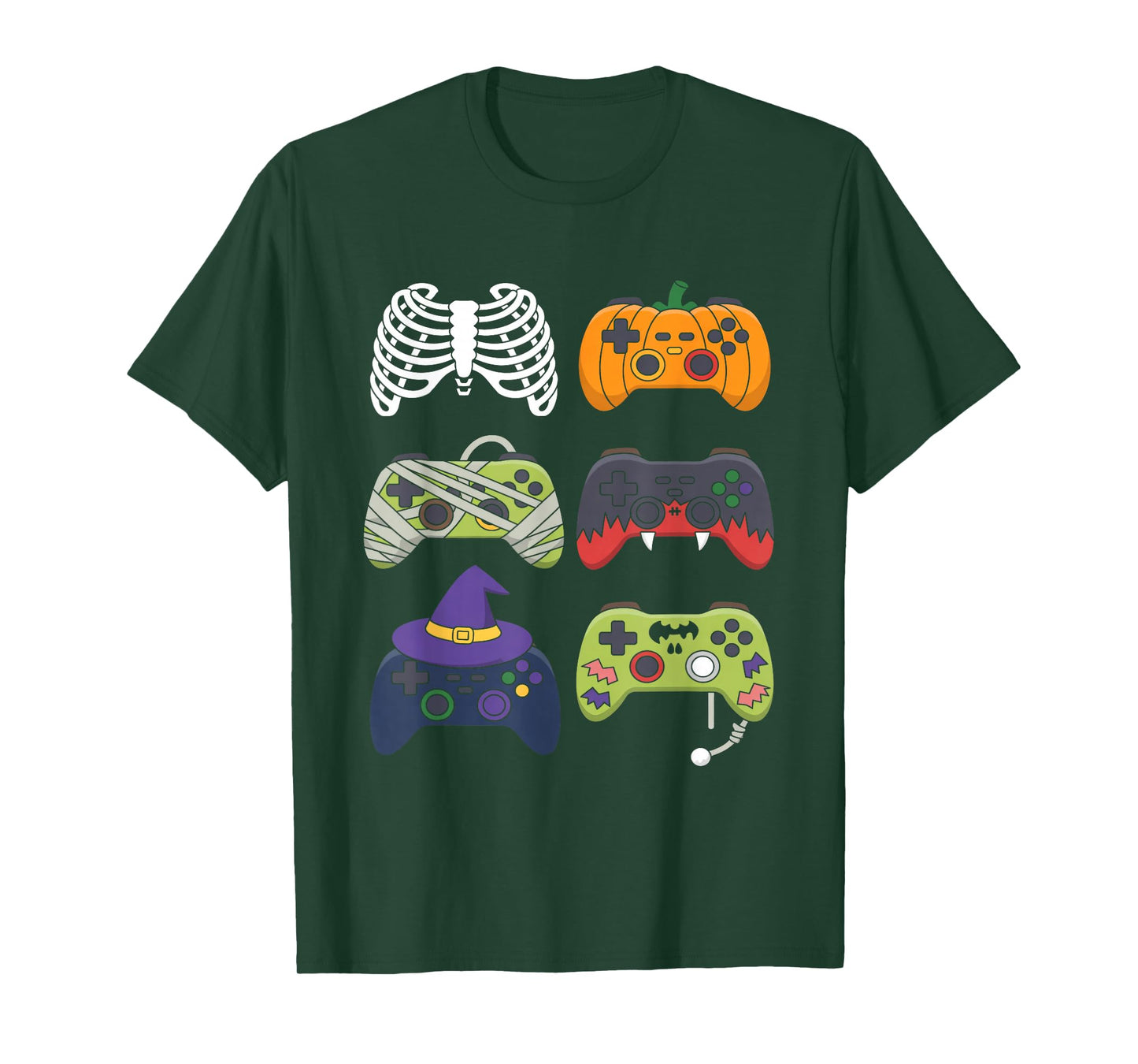 Halloween Skeleton Zombie Gaming Controllers Mummy Boys Kids T-Shirt