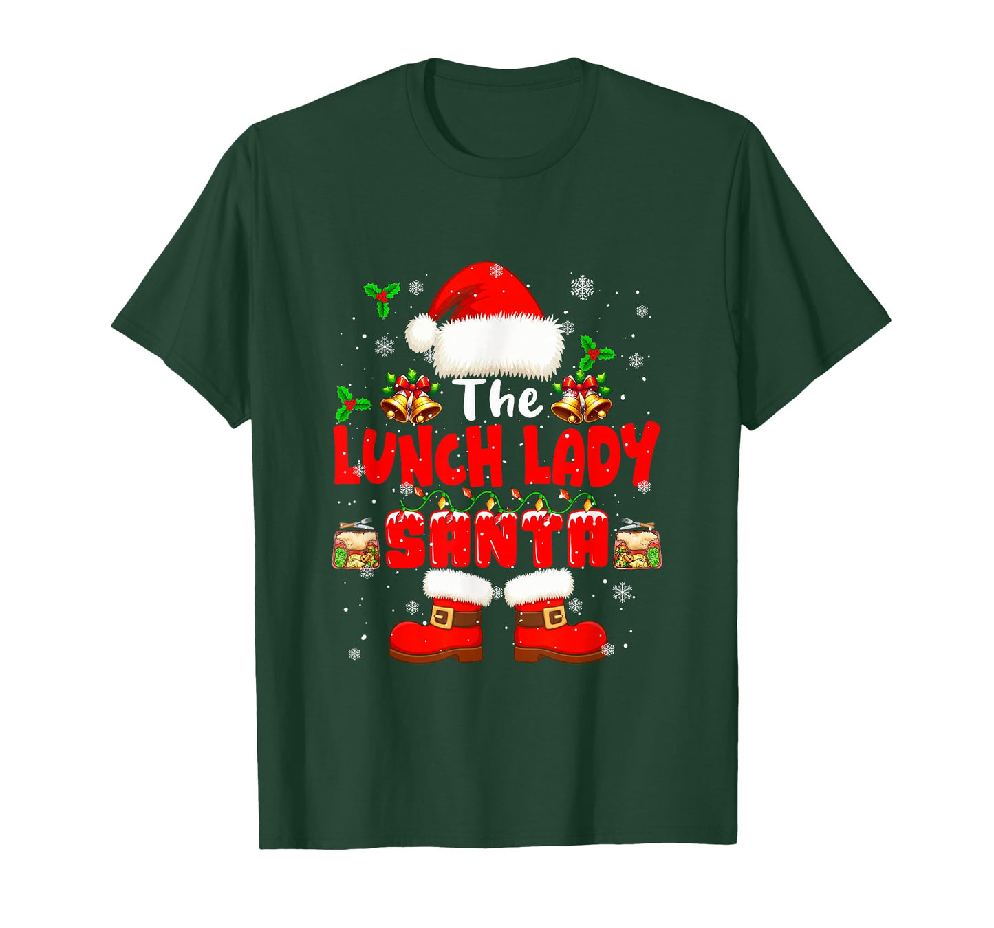 The Lunch Lady Santa Christmas Colorful Costume Job Team T-Shirt