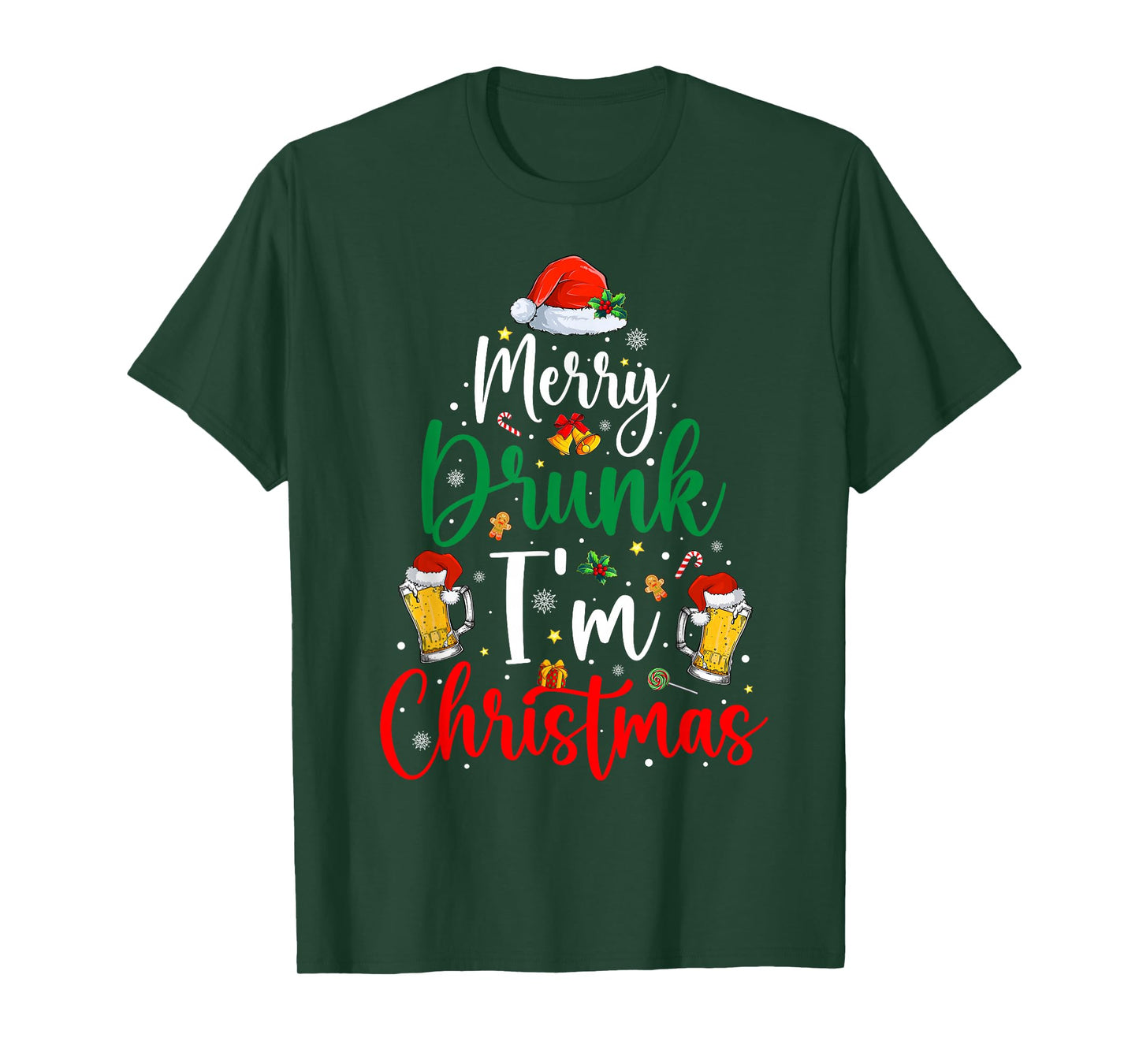 Merry Drunk I'm Christmas Funny Santa Joke Xmas Beer Lover T-Shirt