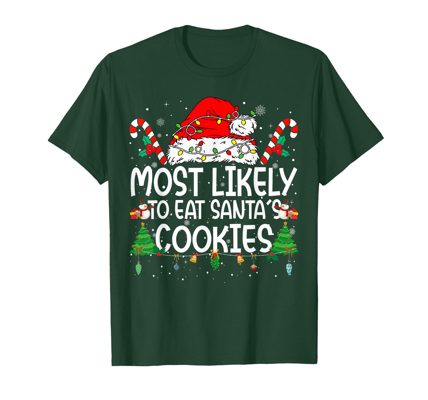 Family Matching Xmas Most Likely to Eat Santa's Cookies T-Shirt