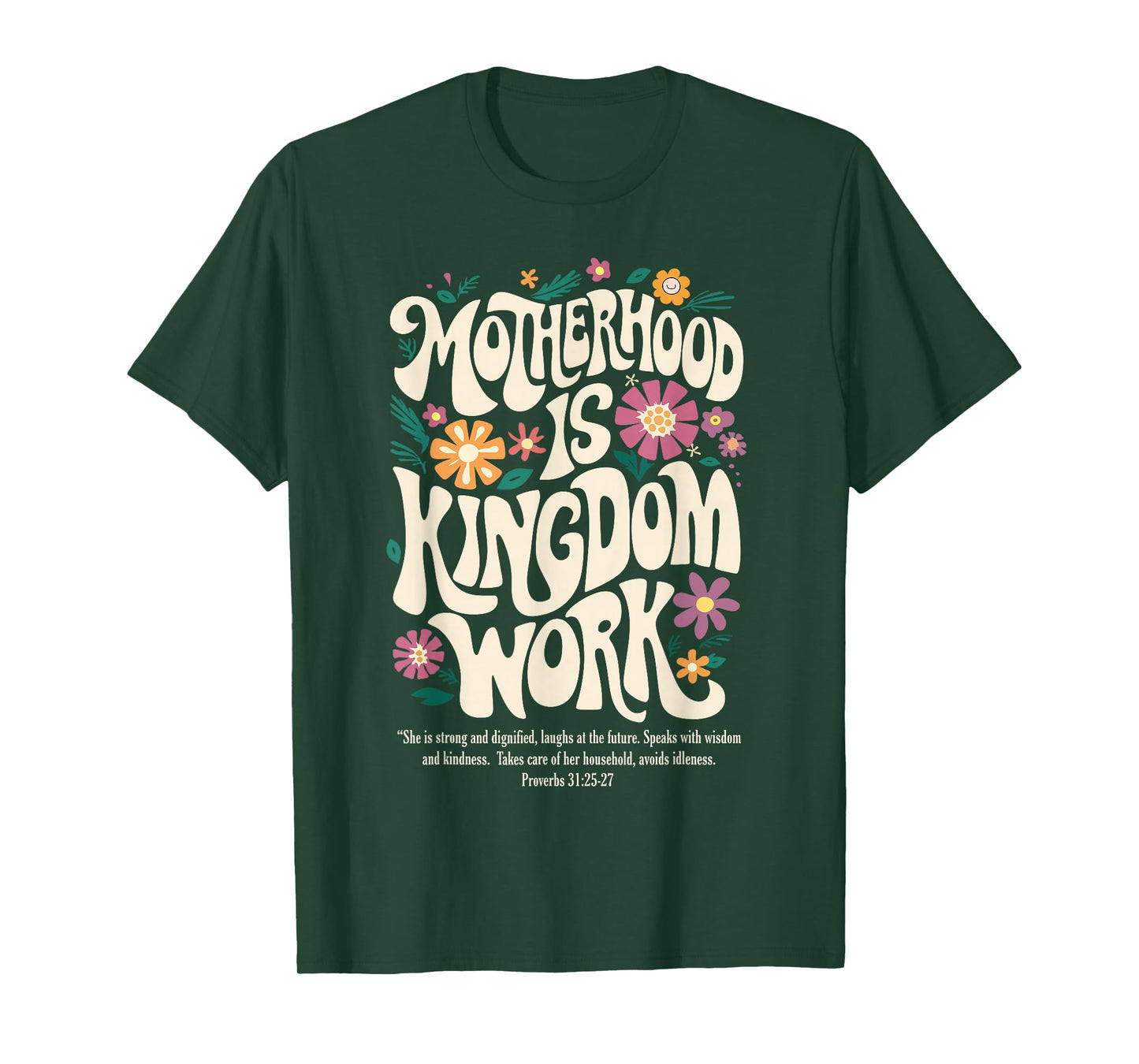 Floral Vintage Motherhood is Kingdom Work Mama Mothers Day T-Shirt