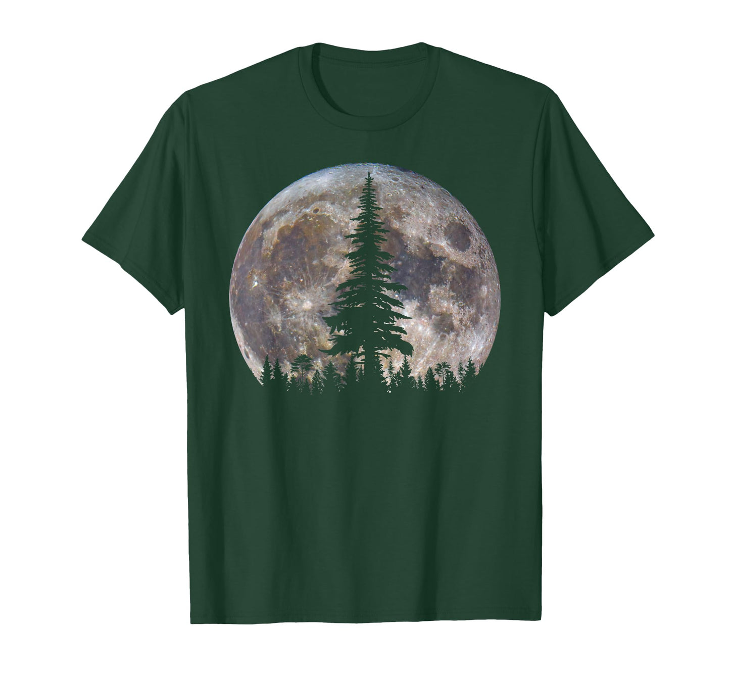 Retro Full Moon Minimalist Pine Tree Vintage Wildlife Trees T-Shirt