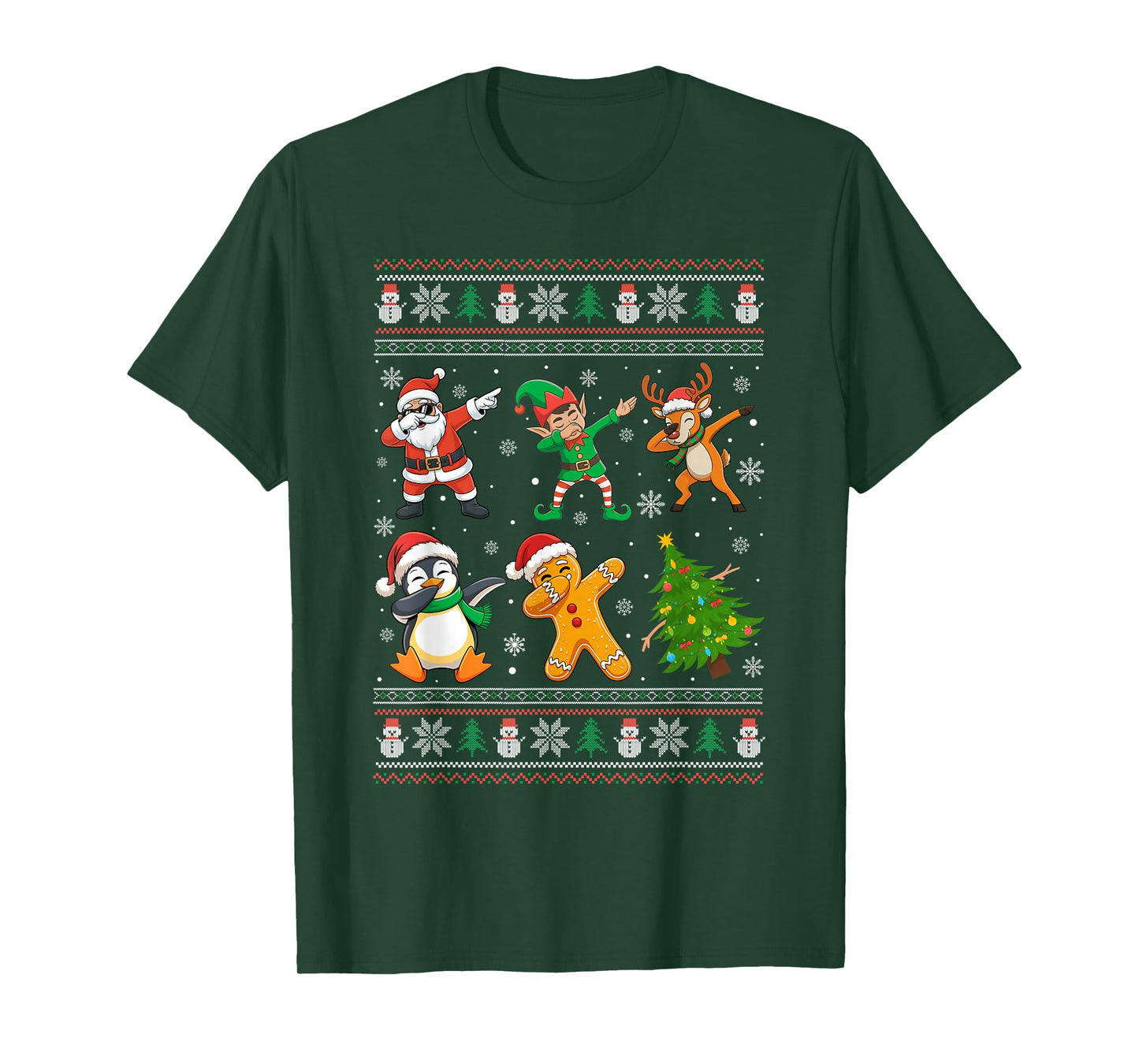 Dabbing Santa Elf Friends Ugly Xmas Sweater Style Xmas Dab T-Shirt