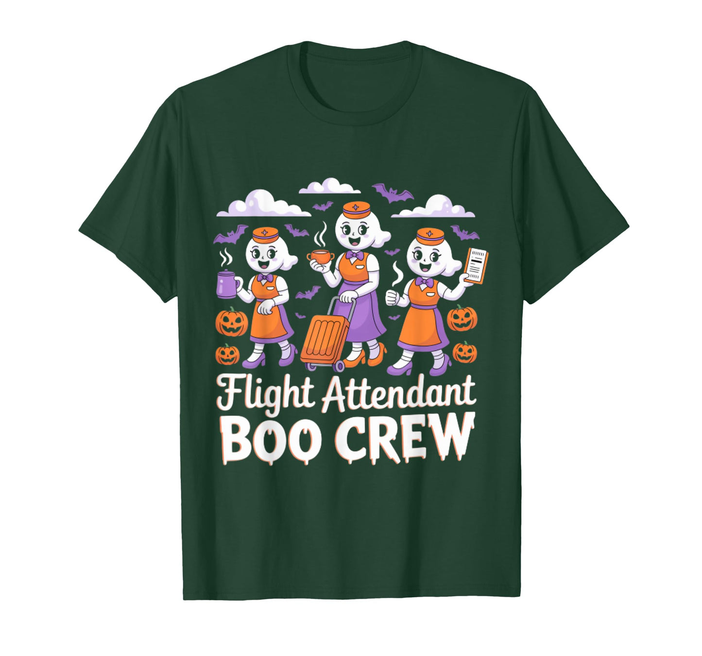 Flight Attendant Boo Crew Halloween Ghost Costume T-Shirt