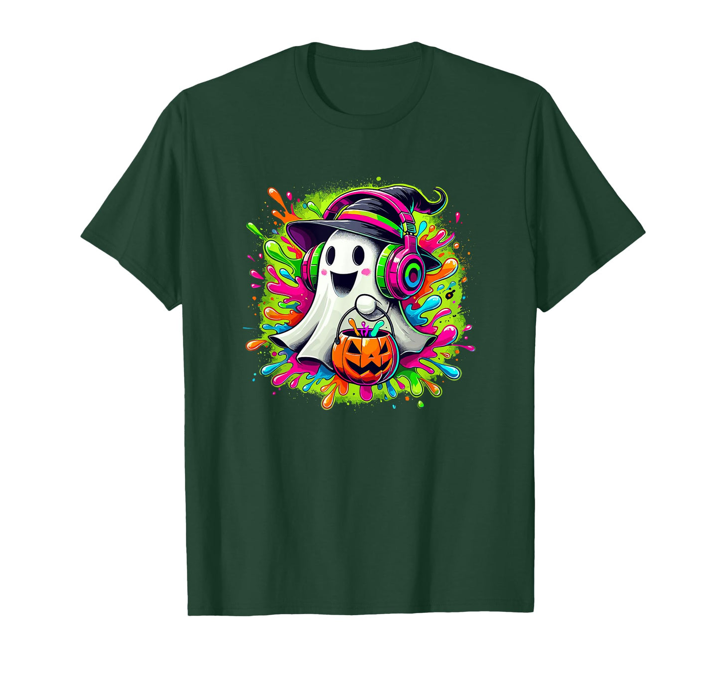 Splash Art Halloween Trick Or Treat Witch Ghost T-Shirt