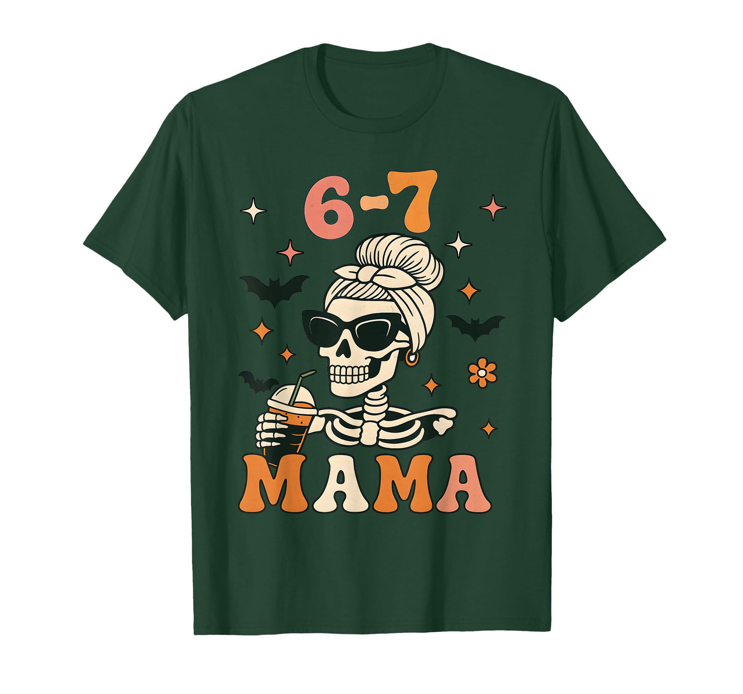 67 Mama Halloween Skeleton Six Seven Mom Funny Womens Coffee T-Shirt