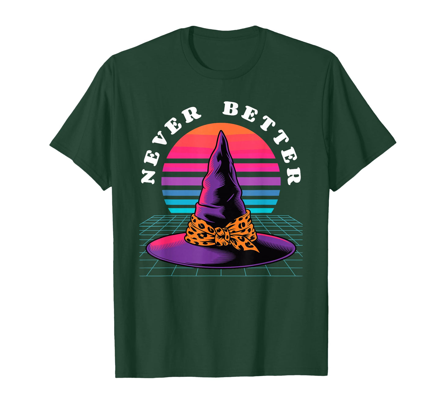 Halloween Never Better Synthwave Witch Hat T-Shirt