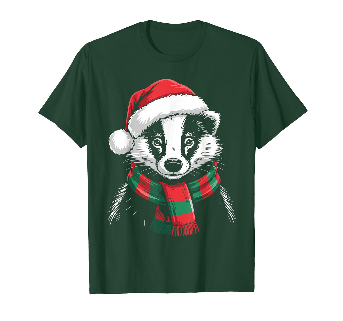 Badger Xmas Santa Hat Scarf Christmas Costume T-Shirt