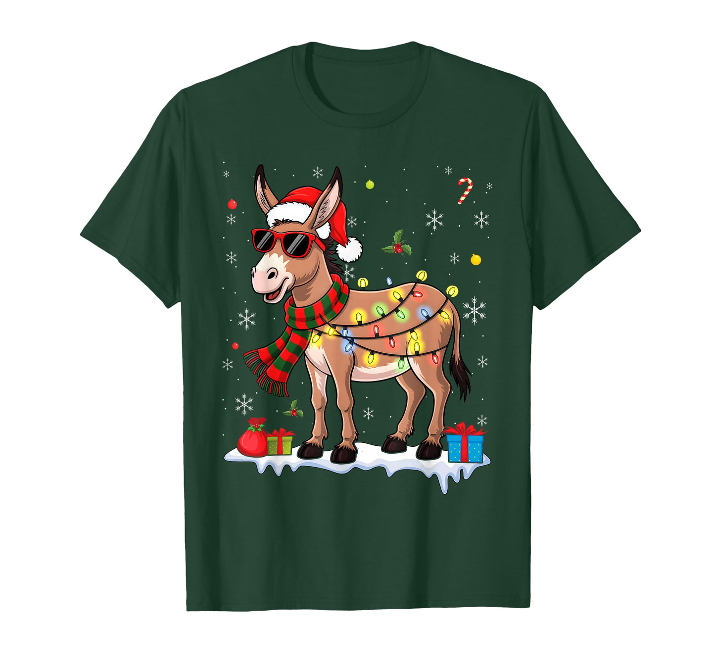 Xmas Lighting Holiday Santa Donkey Christmas T-Shirt