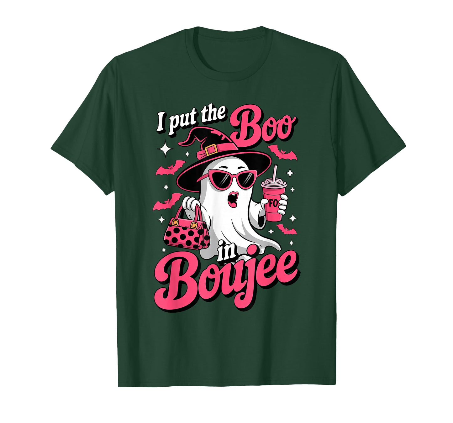 Ghost Boujee Witch Hat Coffee Halloween Costume Womens Girls T-Shirt