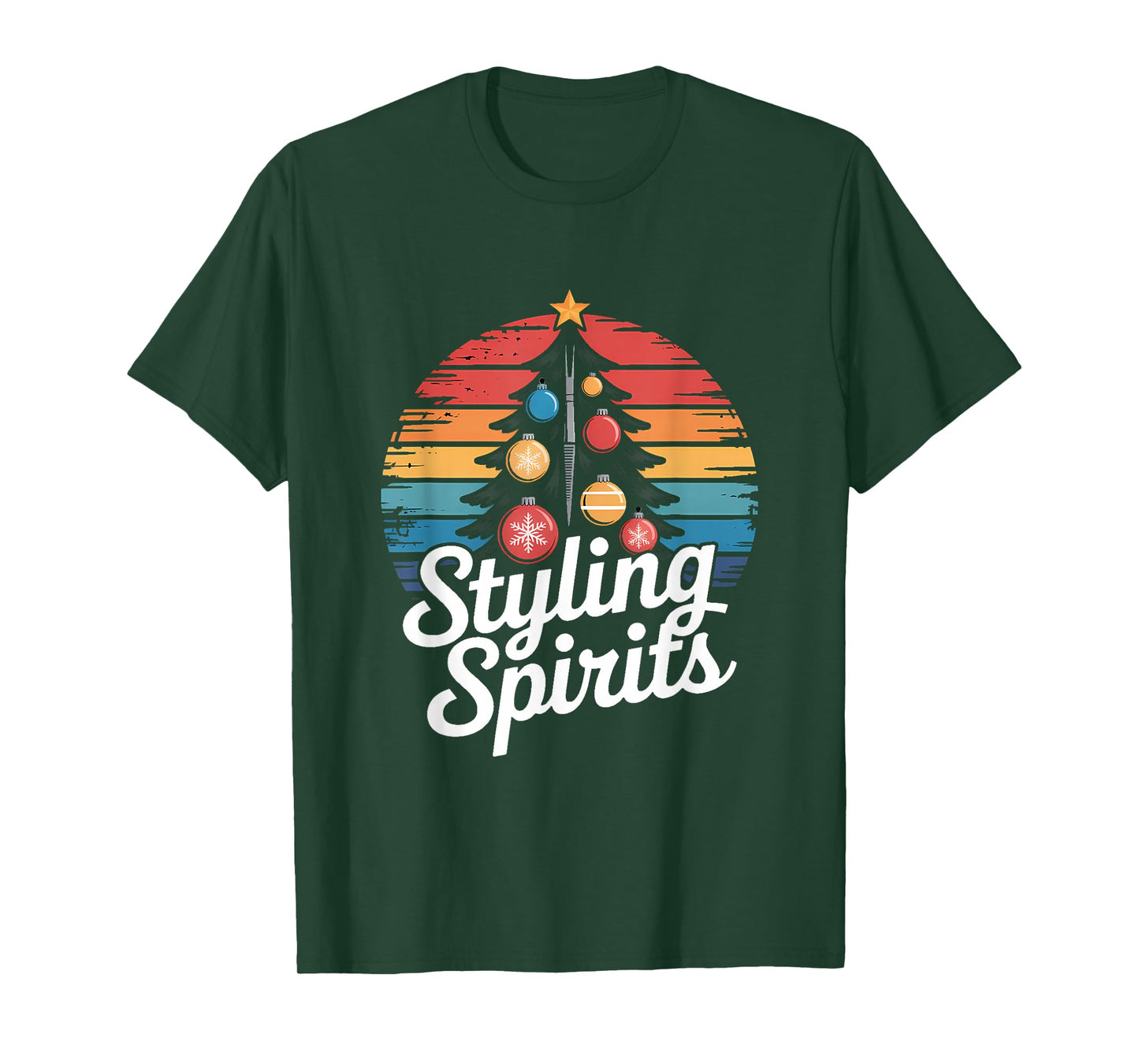Witch Hairdresser Styling Spirits Retro Christmas T-Shirt