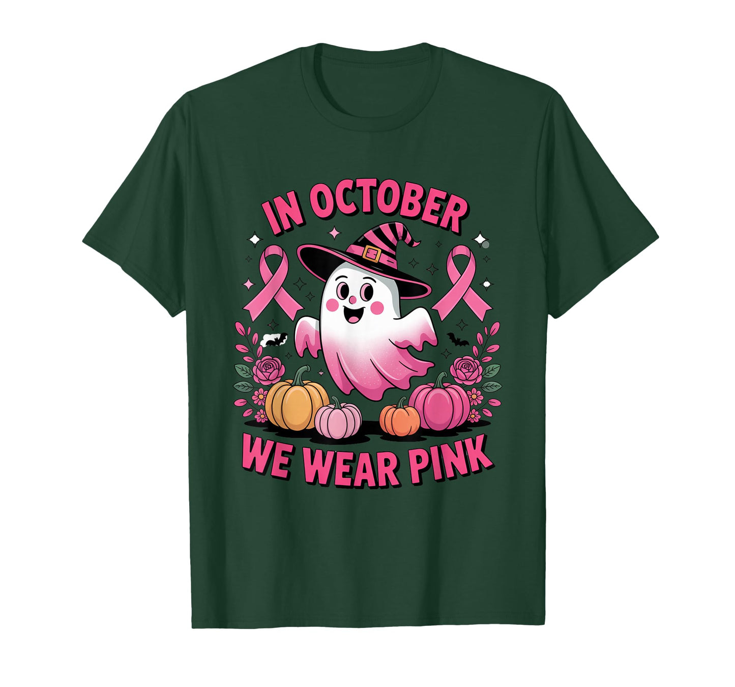 Funny Quote for in October We Wear Pink Ghost T-Shirt