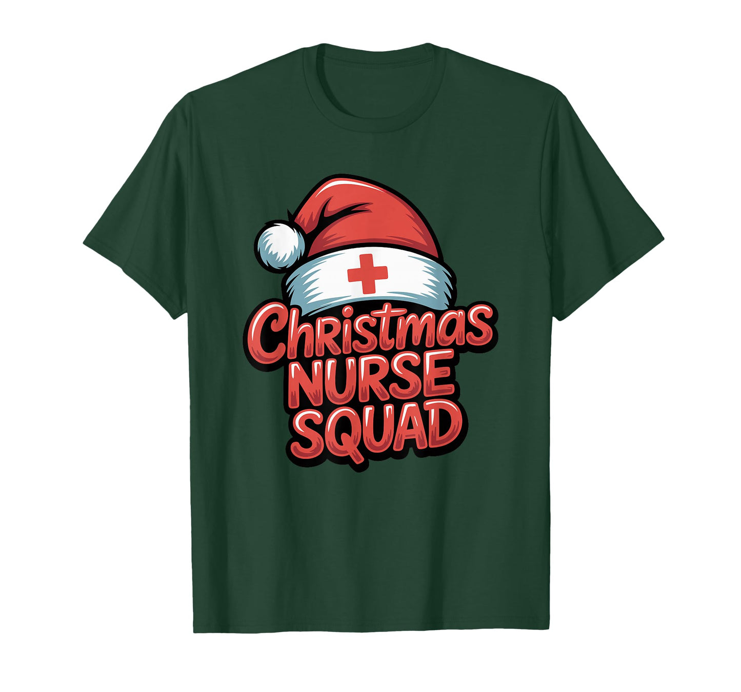 Nurse Christmas Squad Santa Hat Matching Crew T-Shirt