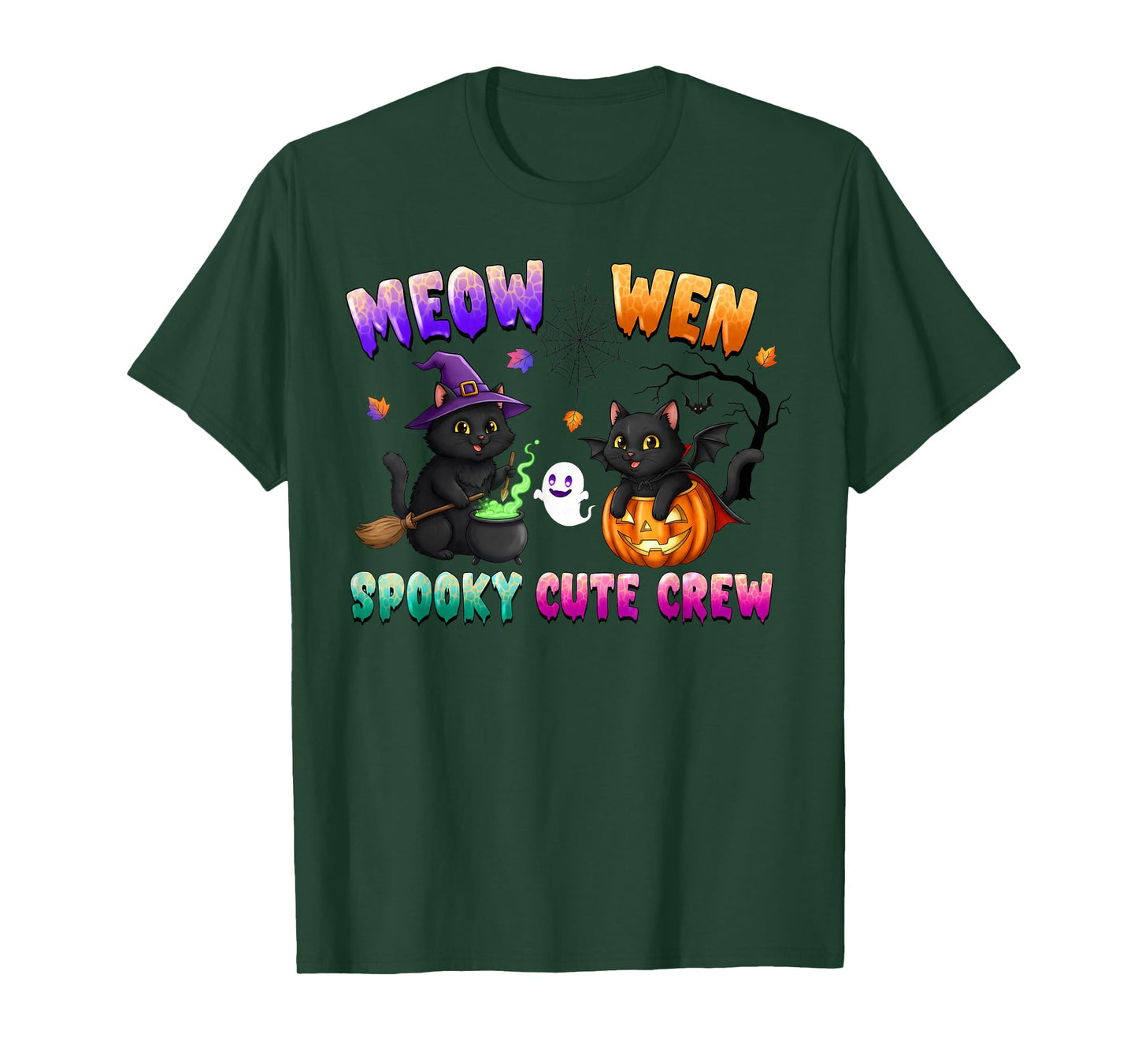 Meow Wen Spooky Crew Halloween Funny Spooky Cat for Women T-Shirt