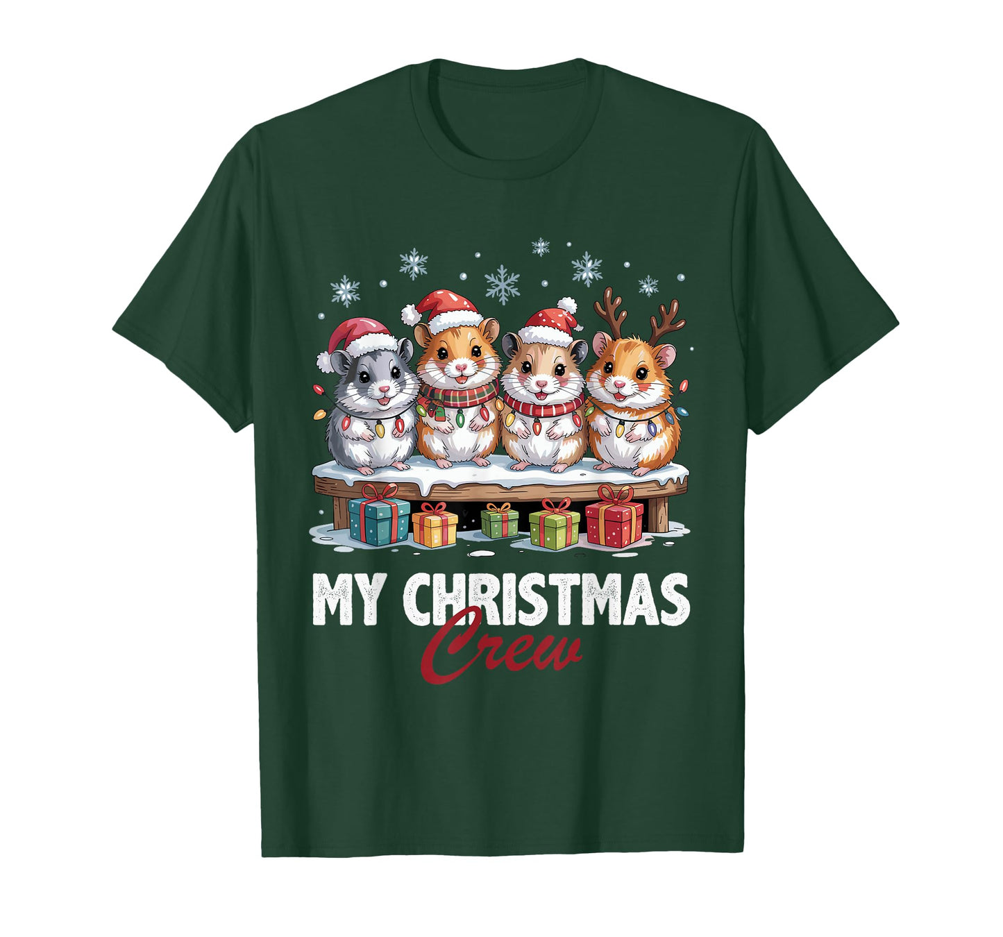 Hamster Christmas Crew Cute Pet Lovers Funny Holiday Pajama T-Shirt