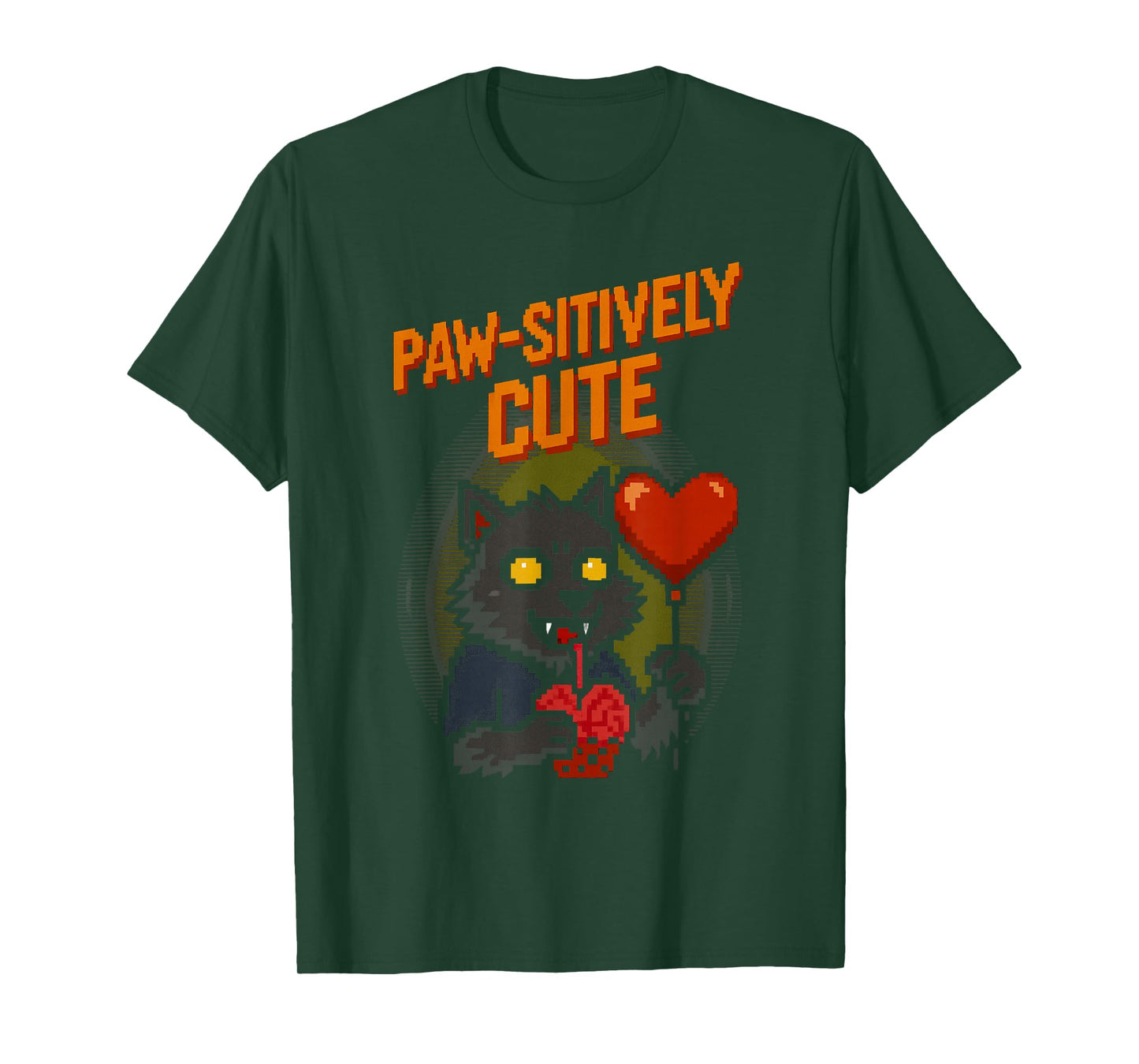 Paw-sitively Cute Funny Pixel Art Werewolf Halloween T-Shirt