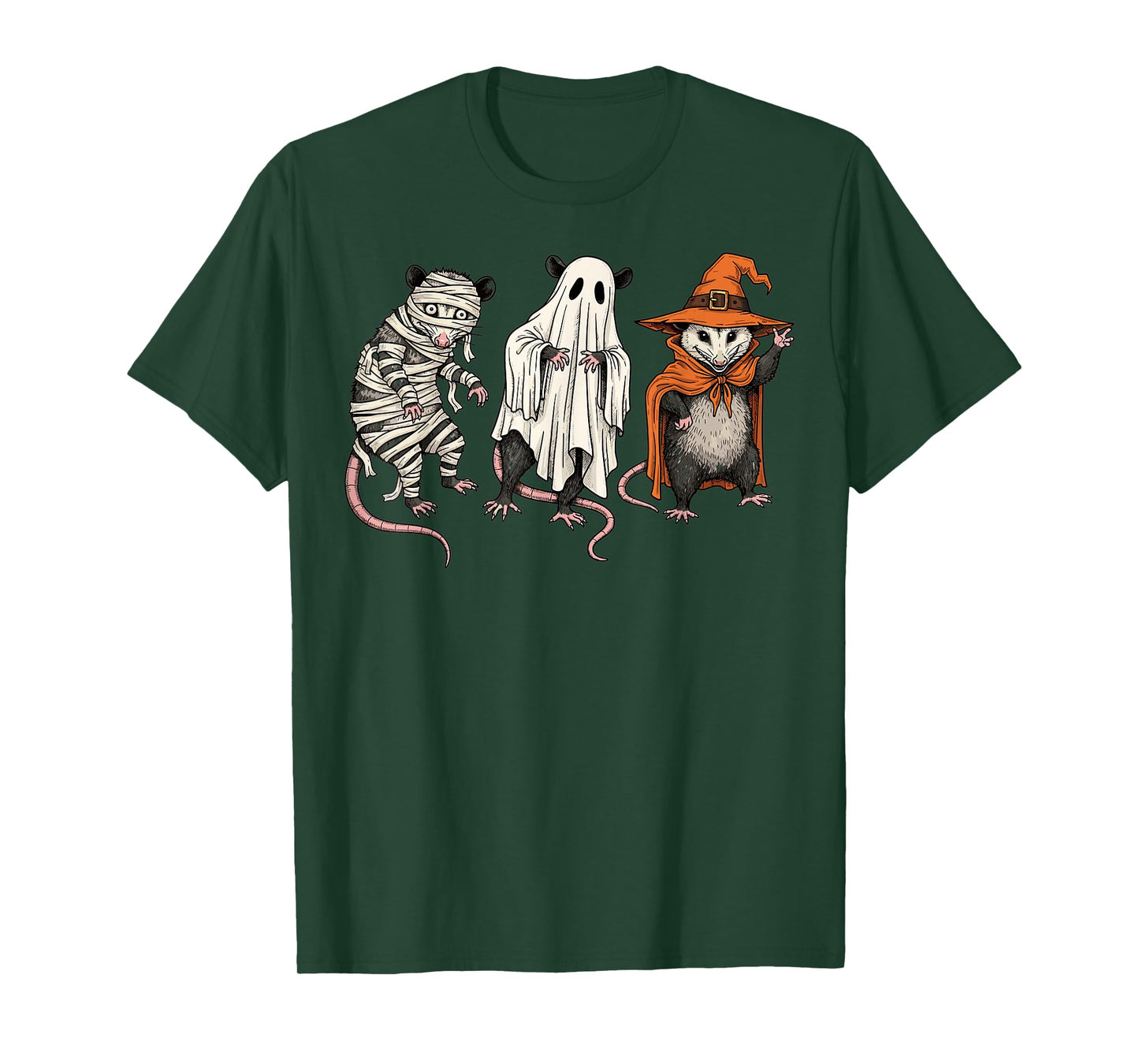 Halloween Possum Costumes Funny Mummy Ghost Witch T-Shirt