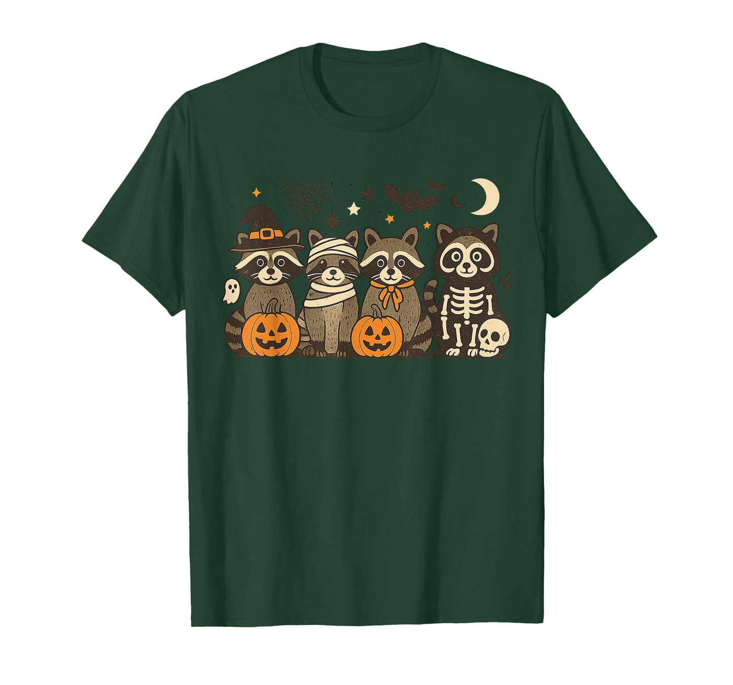 Halloween Raccoon Costumes Ghost Witch Mummy Gifts Men Women T-Shirt