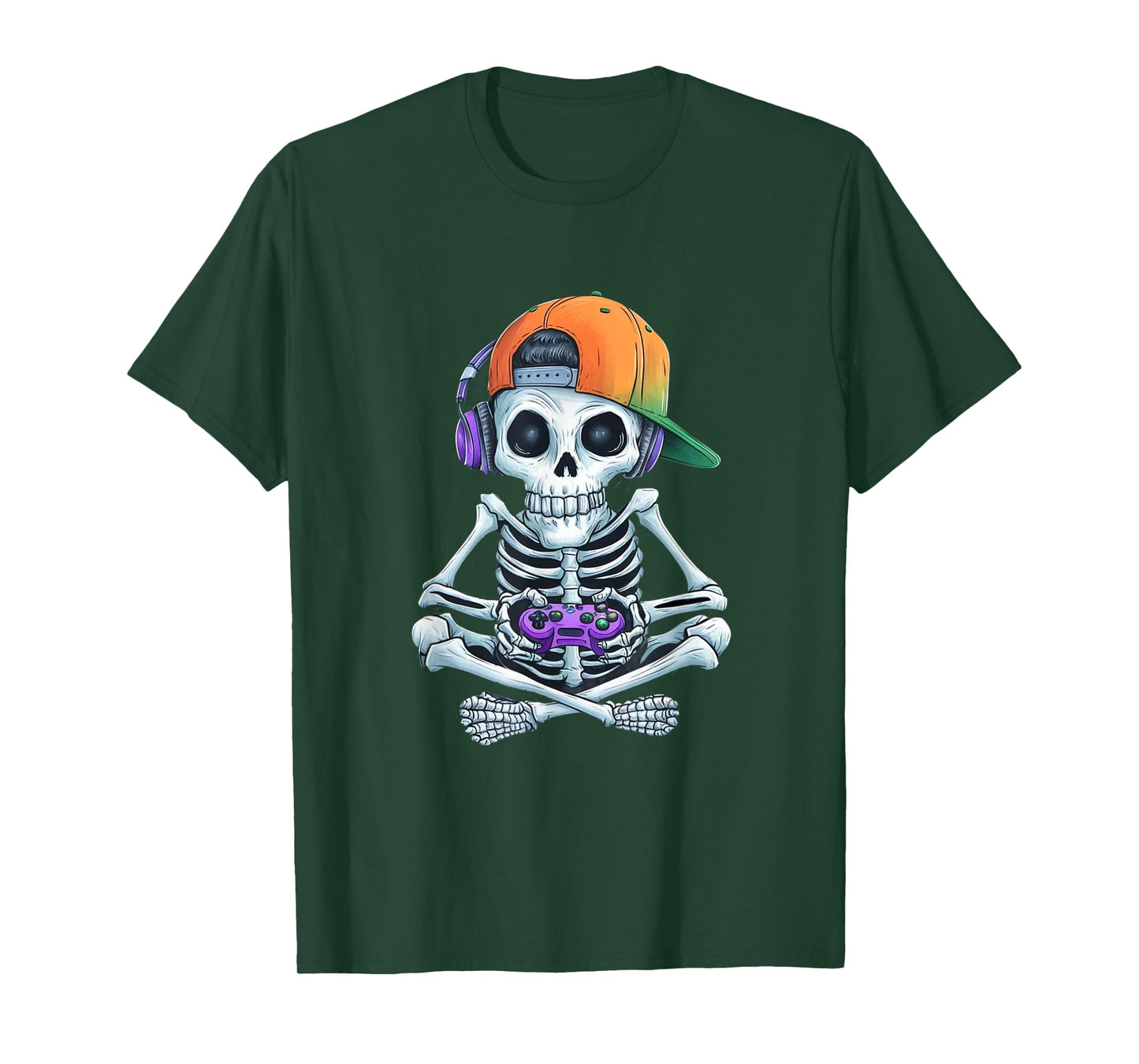 Gaming Skeleton Halloween Funny Gamer Boys kids Men T-Shirt