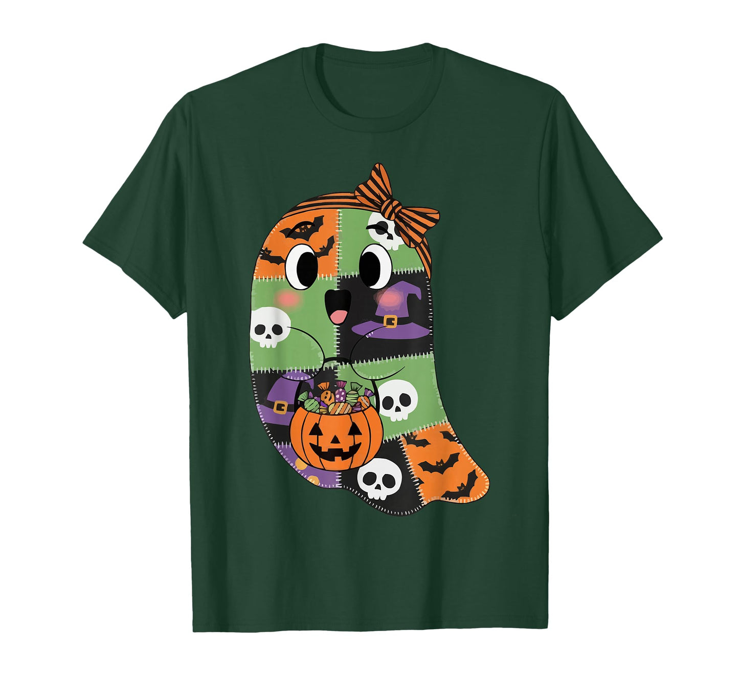 Halloween Patchwork Ghost with Candy T-Shirt