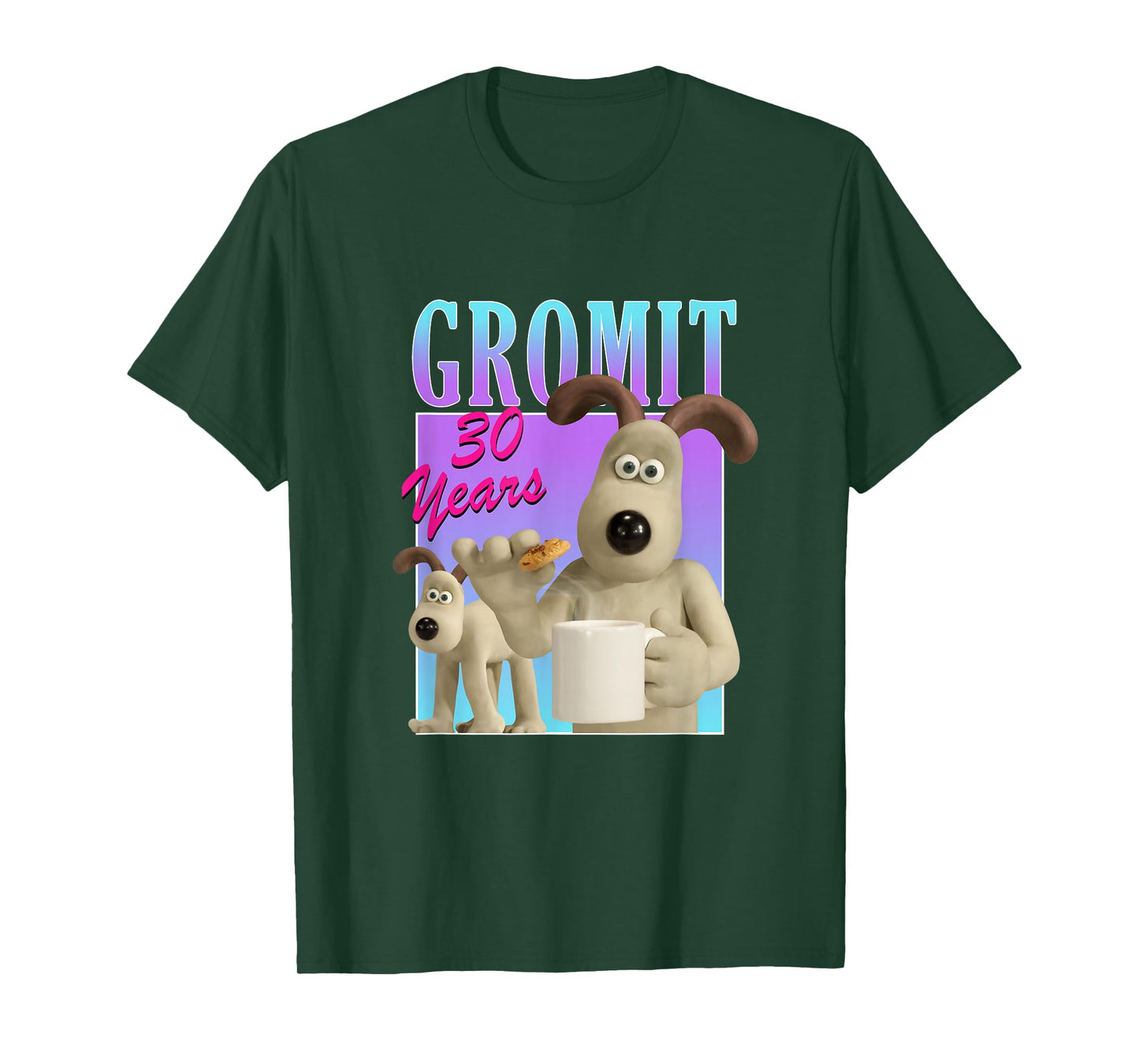Wallace & Gromit Gromit 30th Logo Unisex Adults Kids Black Short Sleeve Modern Classic Cartoon T-Shirt