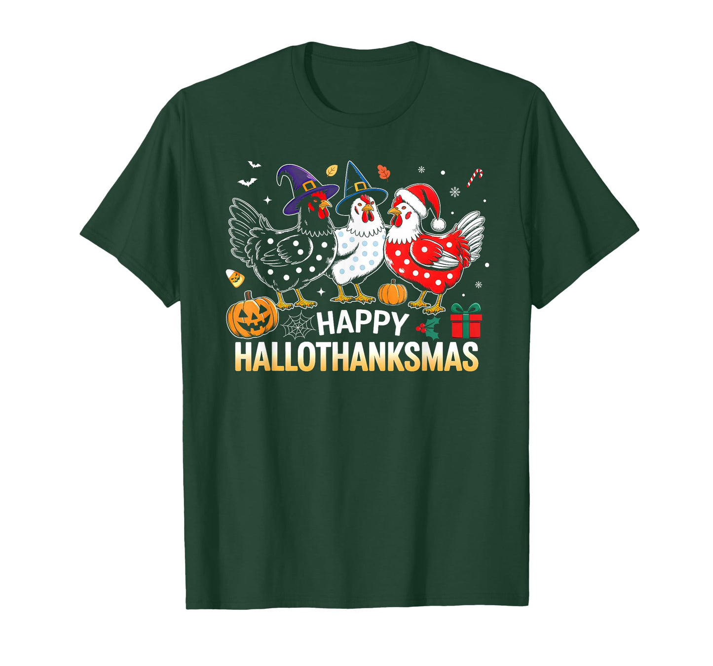 Chicken Halloween Thanksgiving Funny Happy HalloThanksMas T-Shirt