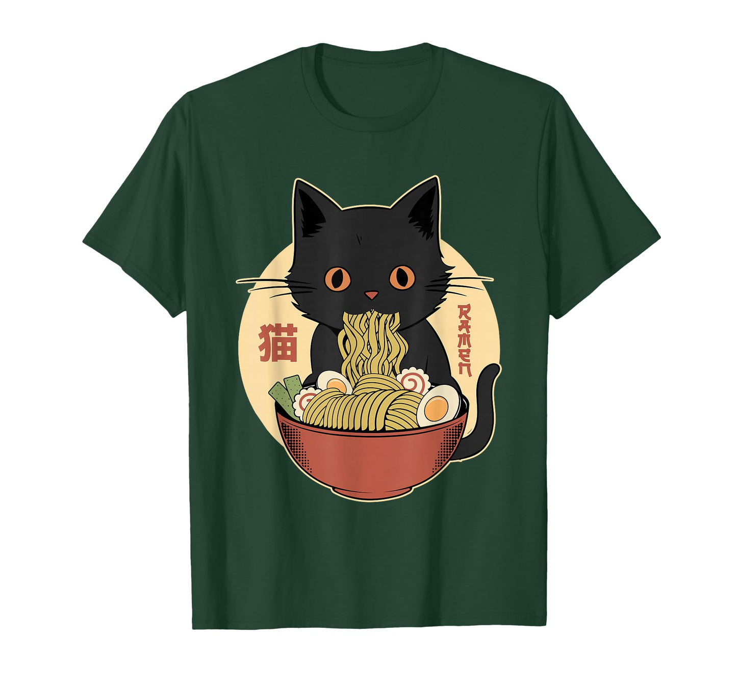 Cat Ramen Funny Graphic Tees Japanese Kawaii Cat Anime T-Shirt