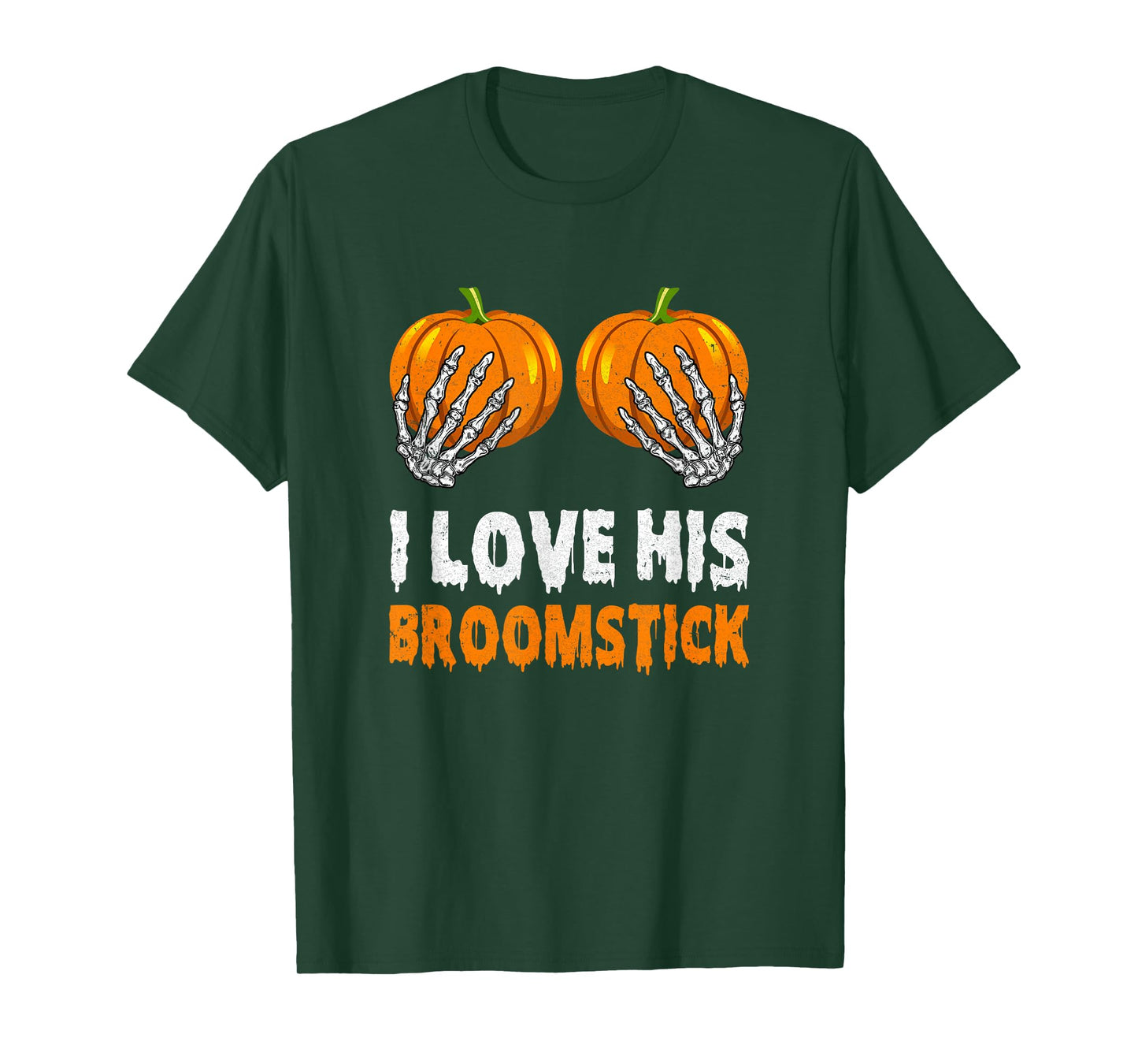 I Love His Broomstick I Love Her Pumpkins Halloween Couples T-Shirt