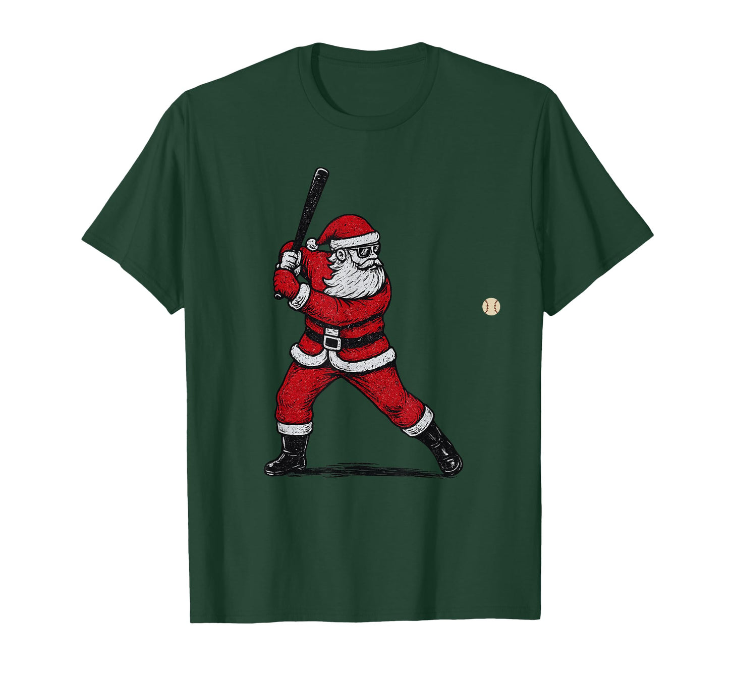 Santa Claus Playing Baseball Xmas Holiday Funny Christmas T-Shirt