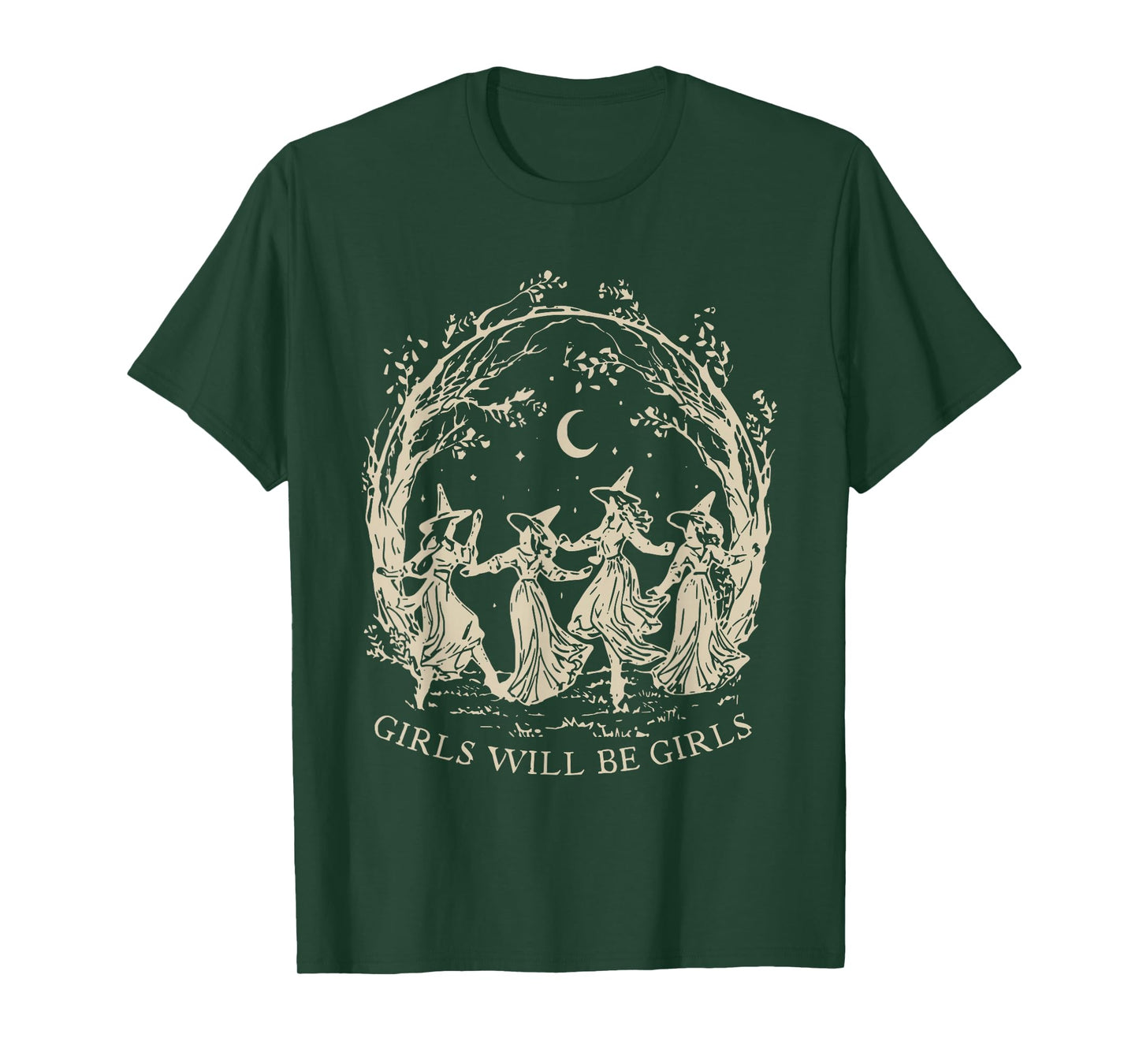 Girl Will Be Girls Witch Halloween Feminist Witchy Womens T-Shirt
