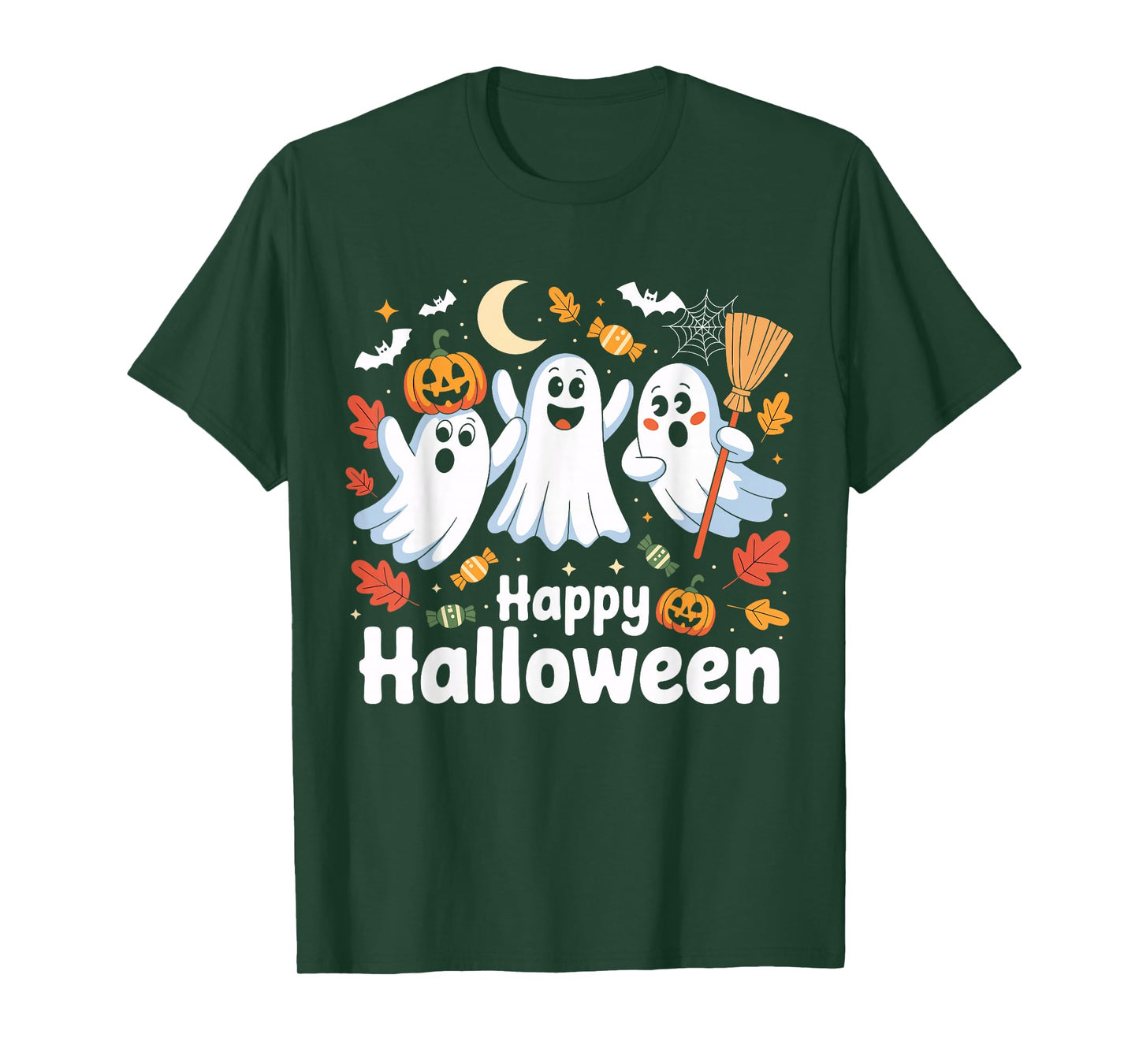 Cute Ghost Drinking Coffee Halloween Fall Ghost Book Reading T-Shirt