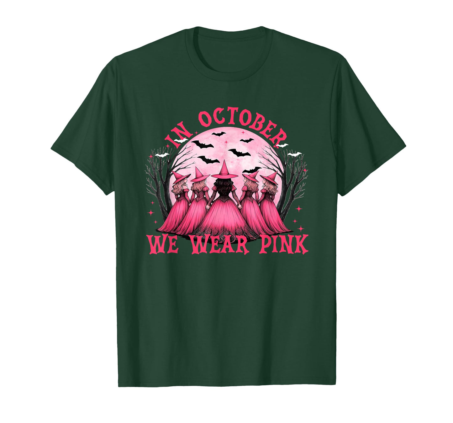 in October We Wear Pink, Pink Halloween Witch, Pink Ribbon T-Shirt