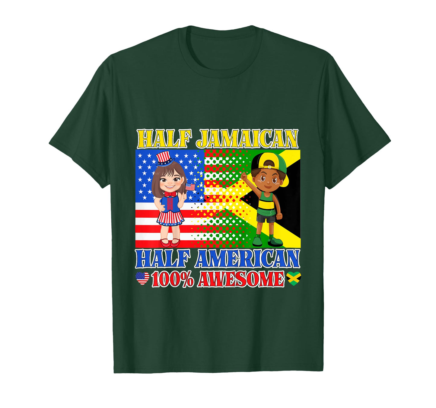 Half Jamaican Half American Toddler Jamaica US Flag Girl Boy T-Shirt