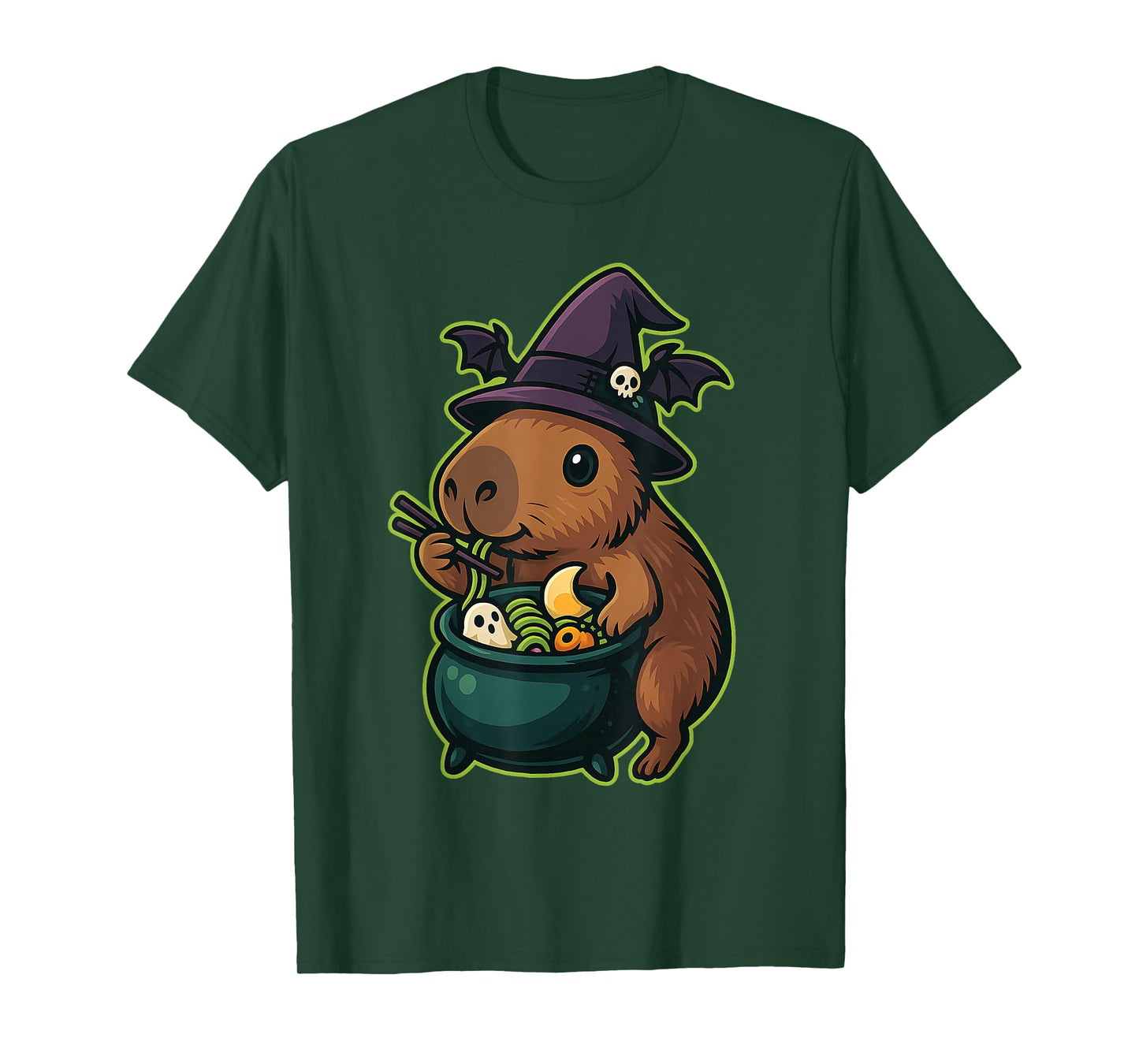 Witch Capybara Ramen Cauldron Kawaii Halloween T-Shirt