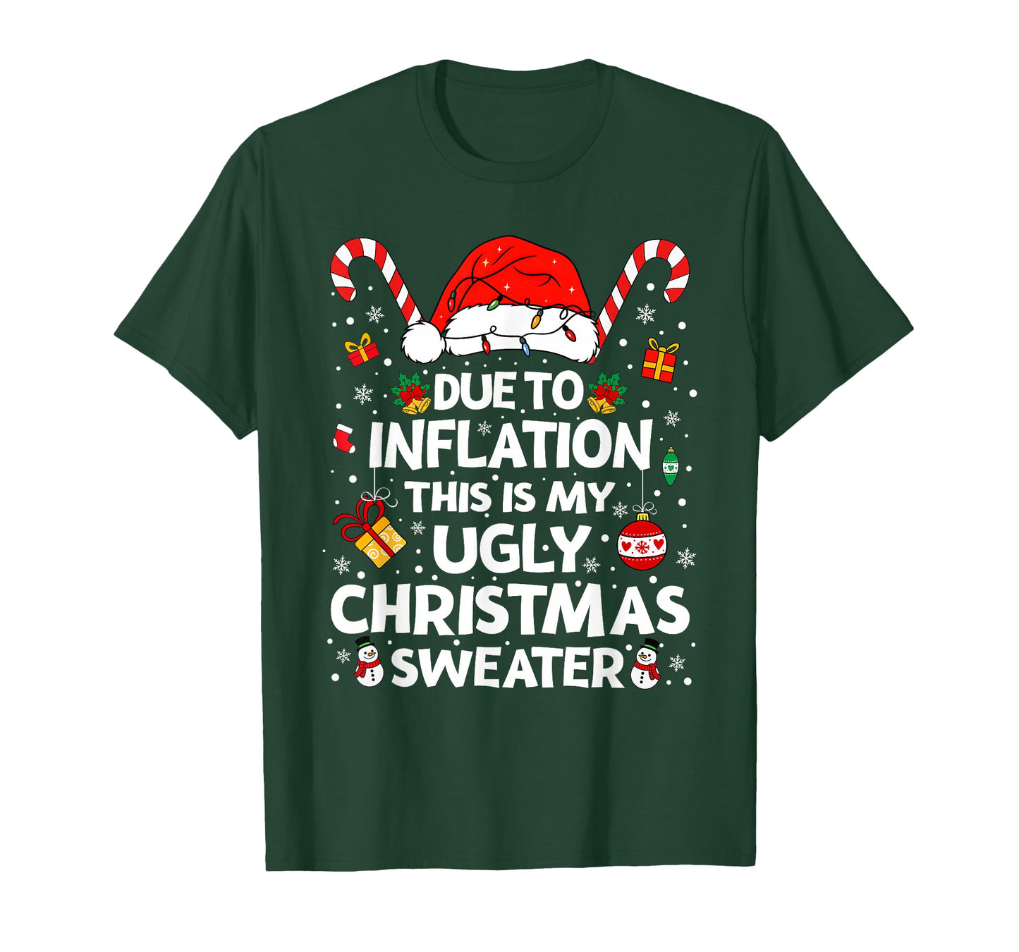Funny Due to Inflation Ugly Christmas Sweaters for Men Women T-Shirt