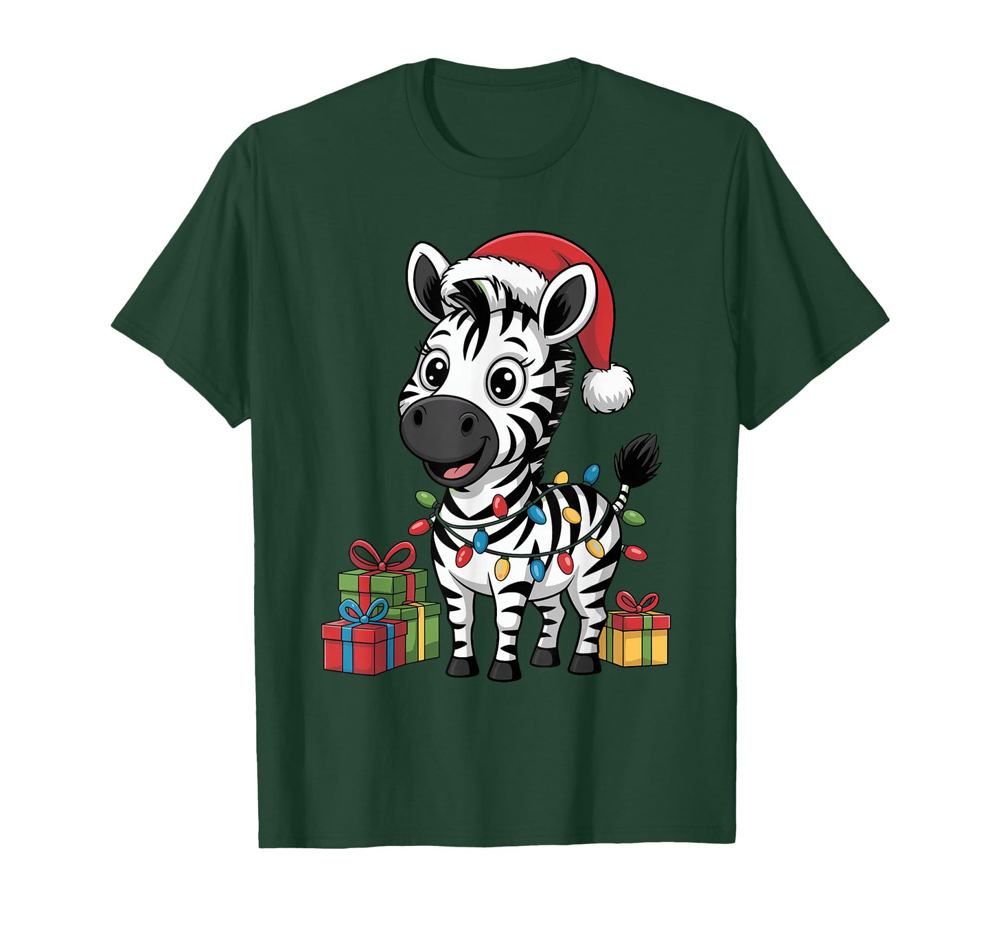 Zebra Santa Hat Christmas Design Funny Wild Animal Lovers T-Shirt