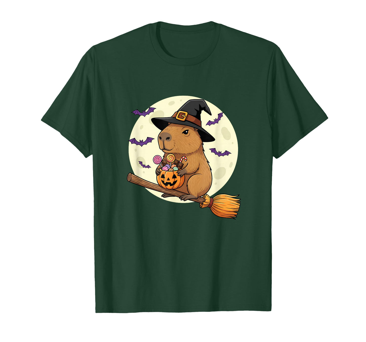 Capybara Pumpkin Hat Witch Funny Capybara Halloween Costume T-Shirt