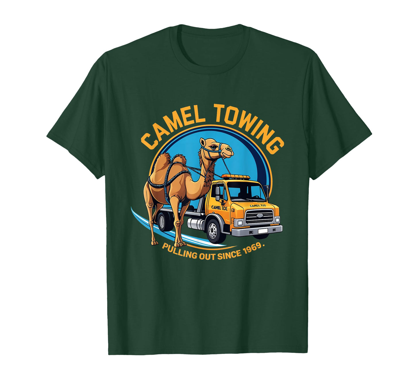 Camel Towing Design - Retro Tow Truck Graphic with Funny T-Shirt