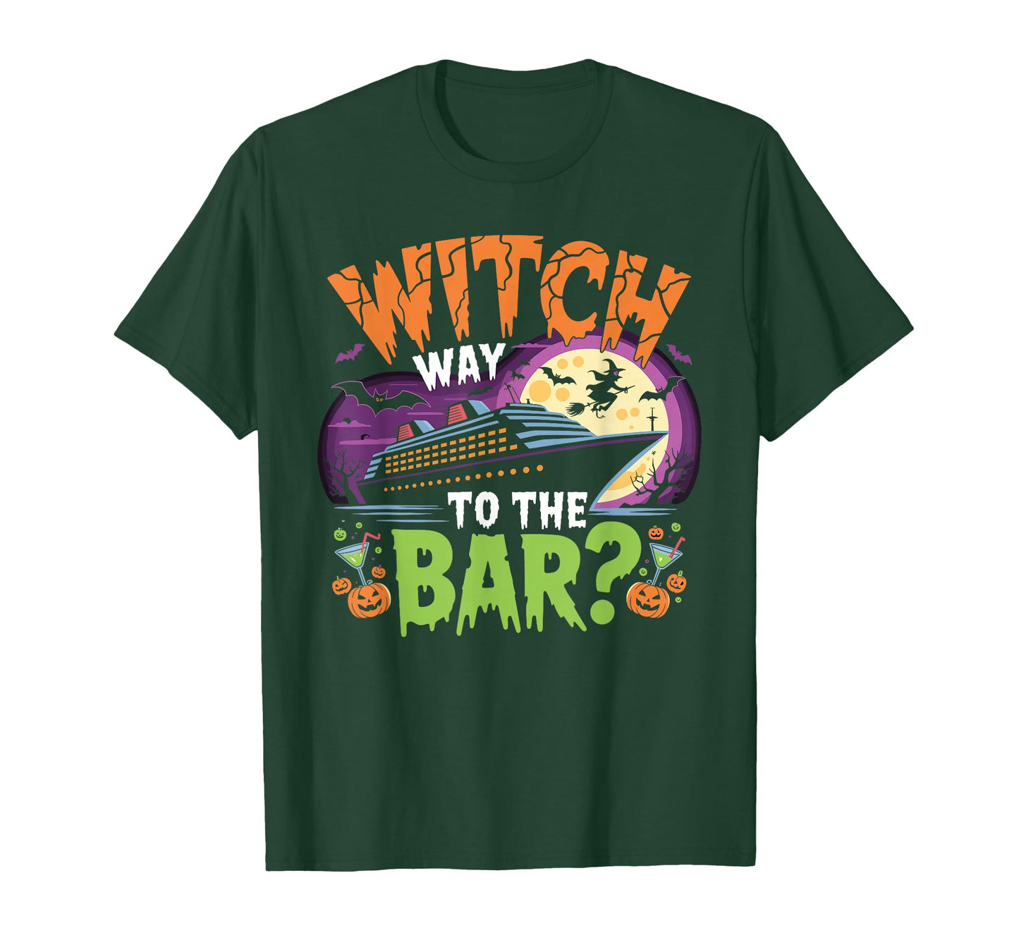 Witch Way to The Bar Funny Halloween Cruise T-Shirt