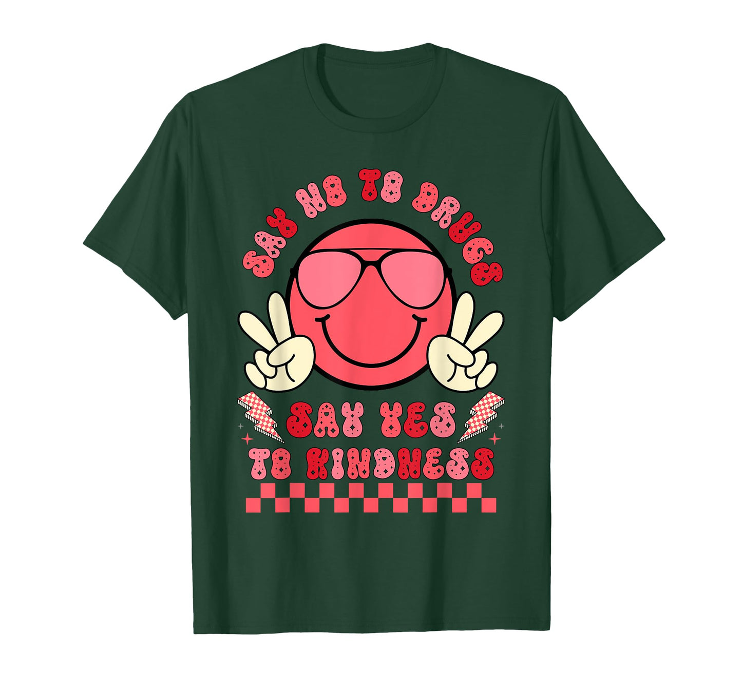 Say Not Drug-Free Say Yes To Kindness Red Ribbon Week Retro T-Shirt
