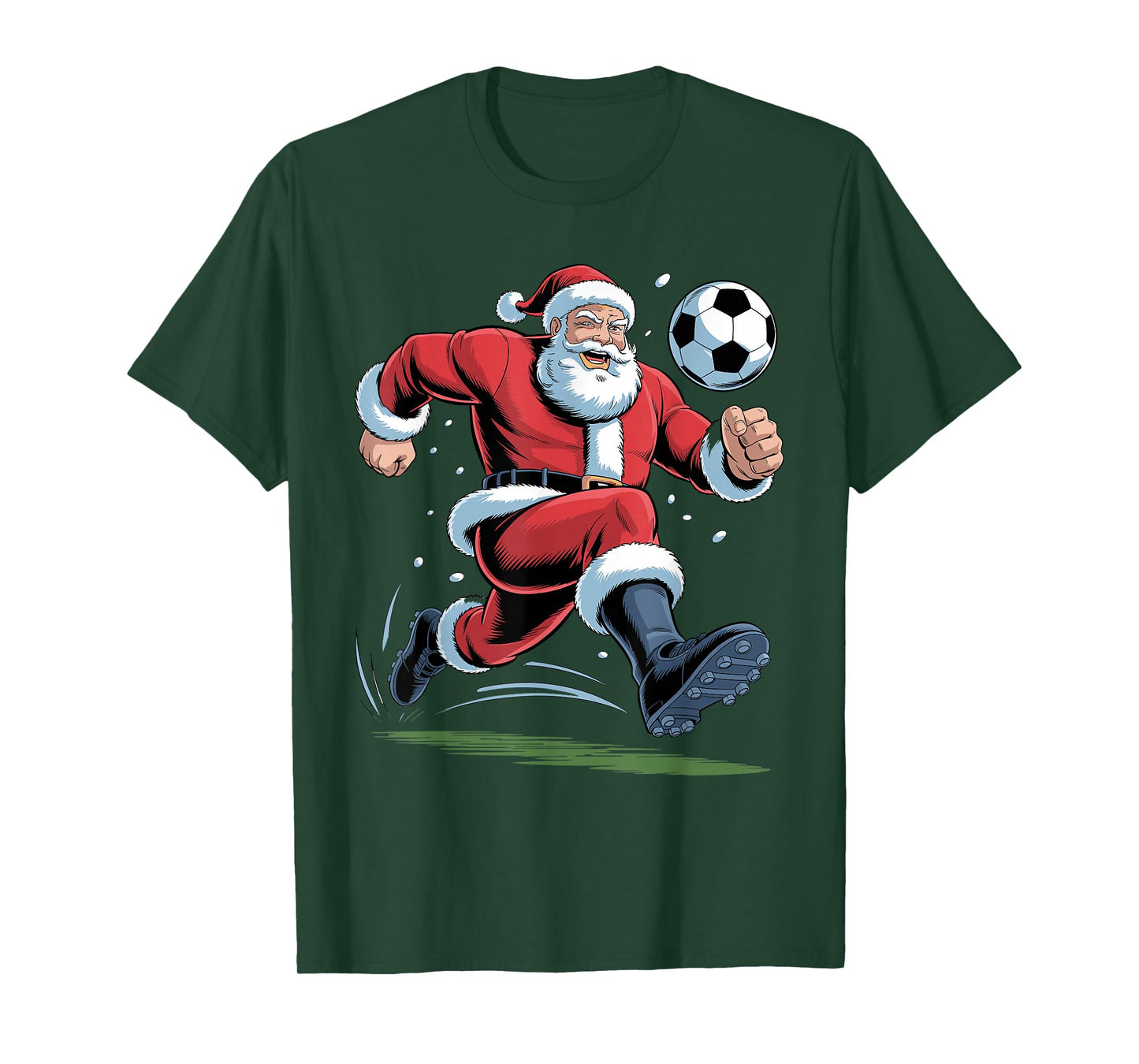 Santa Playing Soccer Funny Sports Christmas Holiday Xmas T-Shirt