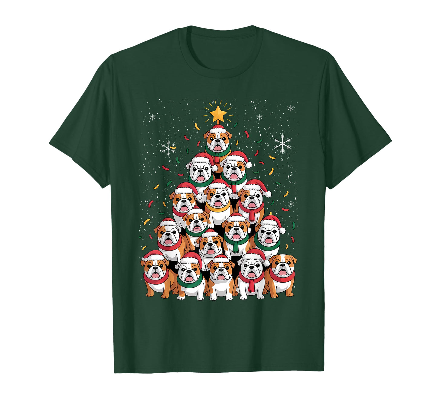 English Bulldog Christmas Tree Dog Santa Xmas Boys Dogmas T-Shirt