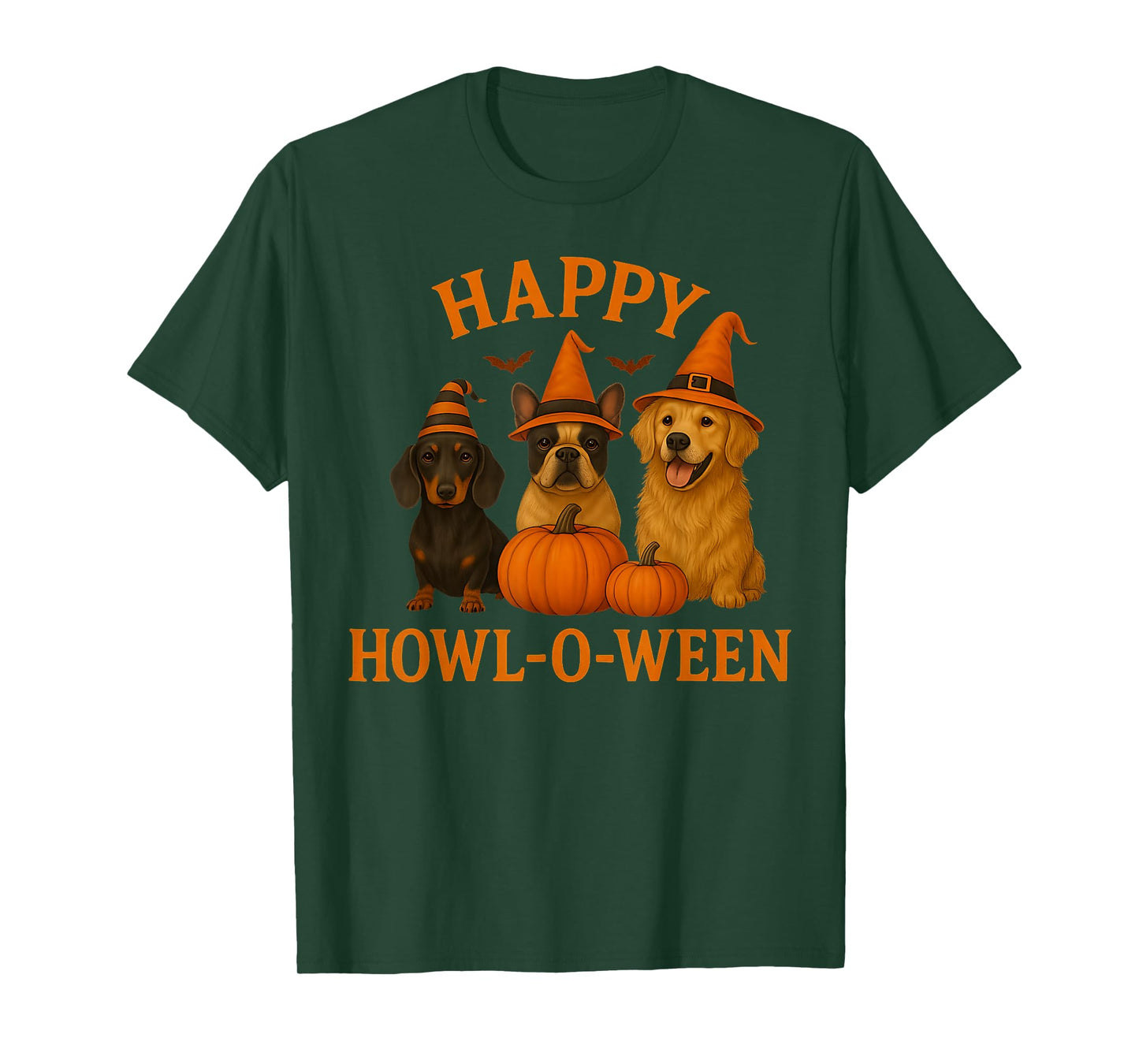 Happy Howl-O-Ween Wiener Dog Pumpkin Halloween Men Women Kid T-Shirt