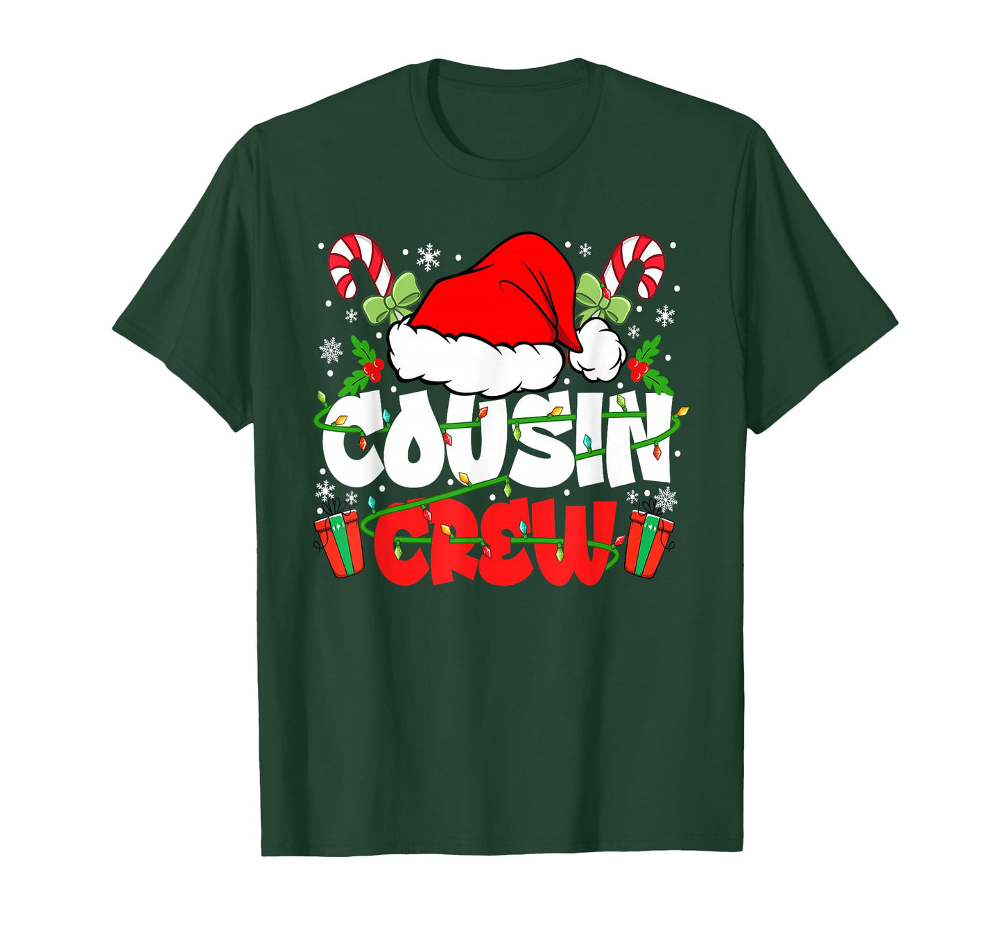 Cousin Crew Christmas Santa Hat Lights Xmas Men Boys Kids T-Shirt