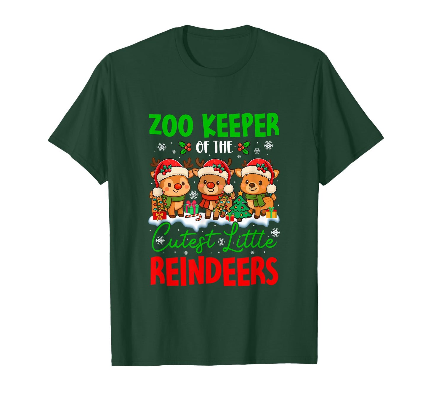 Zoo Keeper of Cutest Reindeers Xmas Three Santa Reindeers T-Shirt