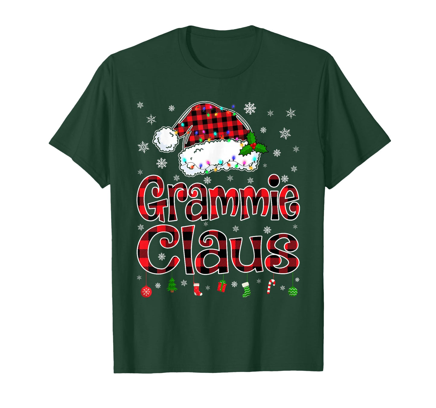 Grammie Claus Christmas Lights Xmas Pajama Matching Family T-Shirt