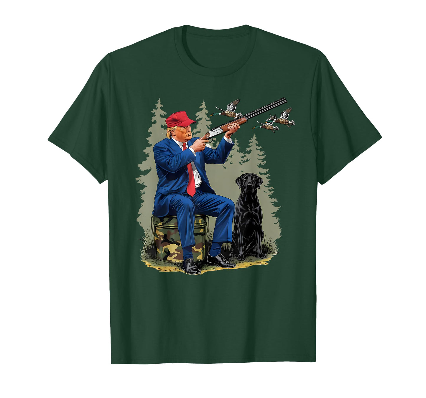 Trump Duck Hunting Donald Trump Old School Camouflage T-Shirt