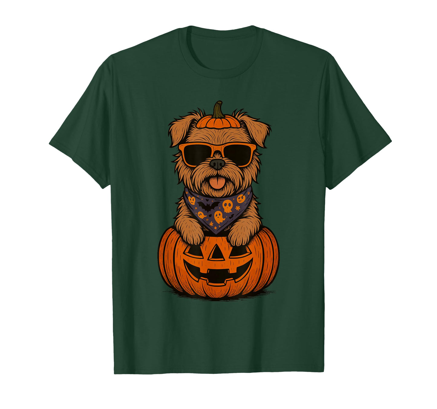 Spooky Brussels Griffon Pumpkin Halloween Dog Lover T-Shirt