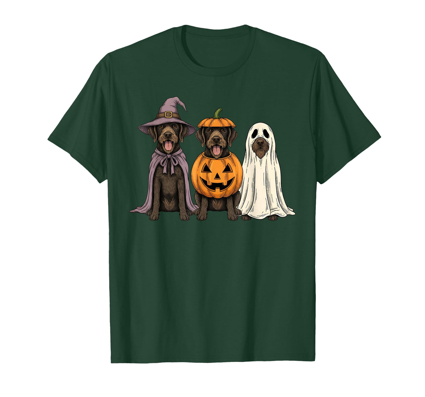 Spooky Ghost Wirehaired Pointing Griffon Pumpkin Halloween T-Shirt
